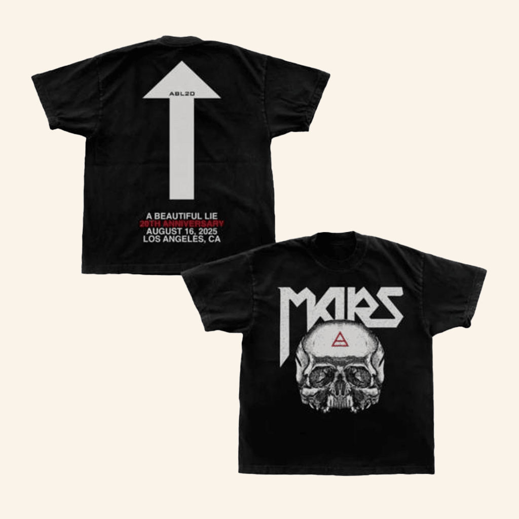 Thirty Seconds To Mars Merch A Beautiful Lie 20Th Anniversary Triad Skull TShirt Gifts For Dad