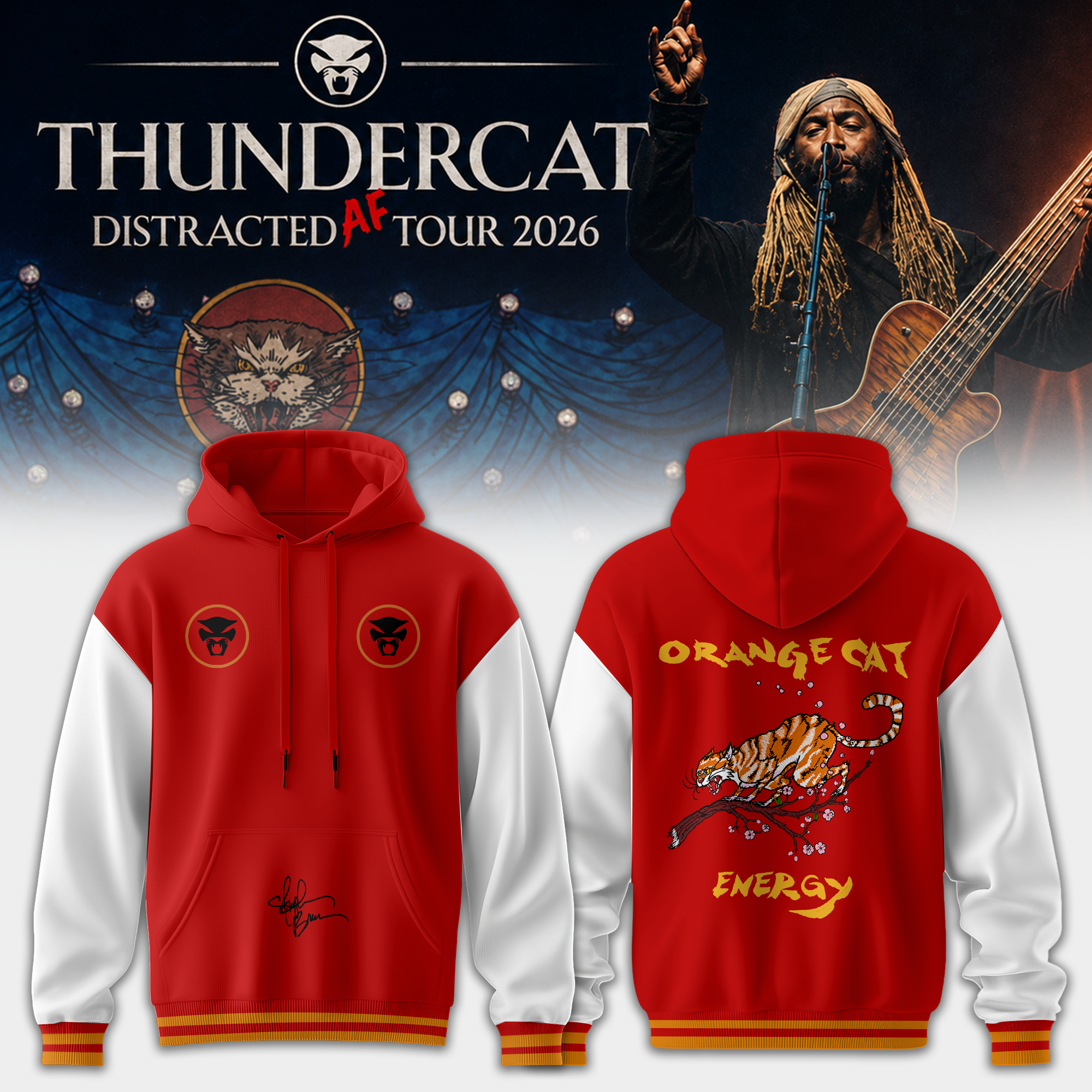 Thundercat Distracted AF Tour 2026 Premium Concert Hoodie