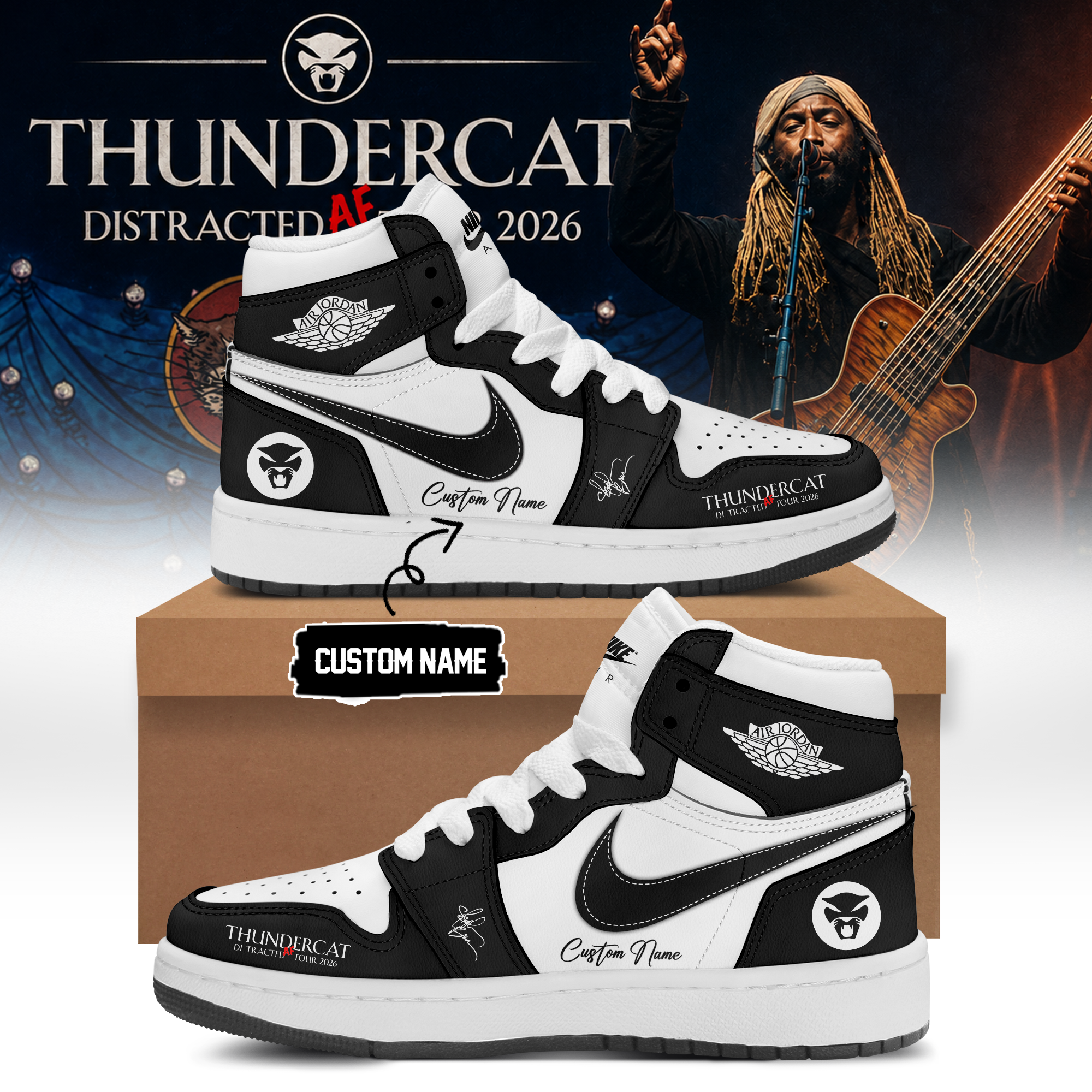Thundercat Distracted Af Tour 2026 Limited Edition Air Force One Sneakers Classic Version