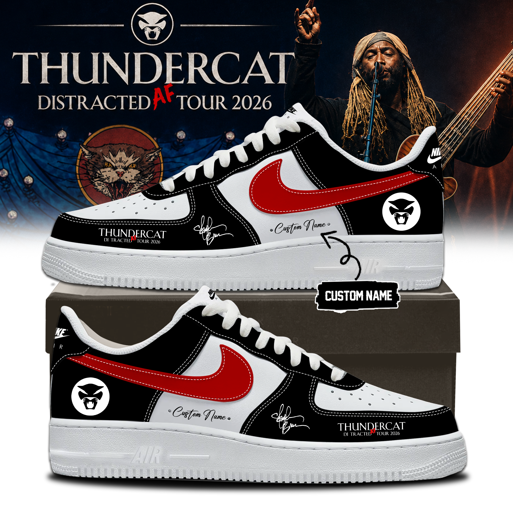 Thundercat Distracted Af Tour 2026 Limited Edition Casual Sneakers Premium Edition