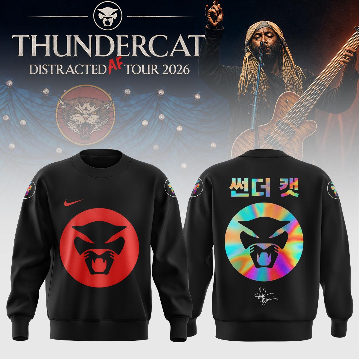 Thundercat Distracted Af Tour 2026 Limited Edition Graphic Sweatshirt Collector Version