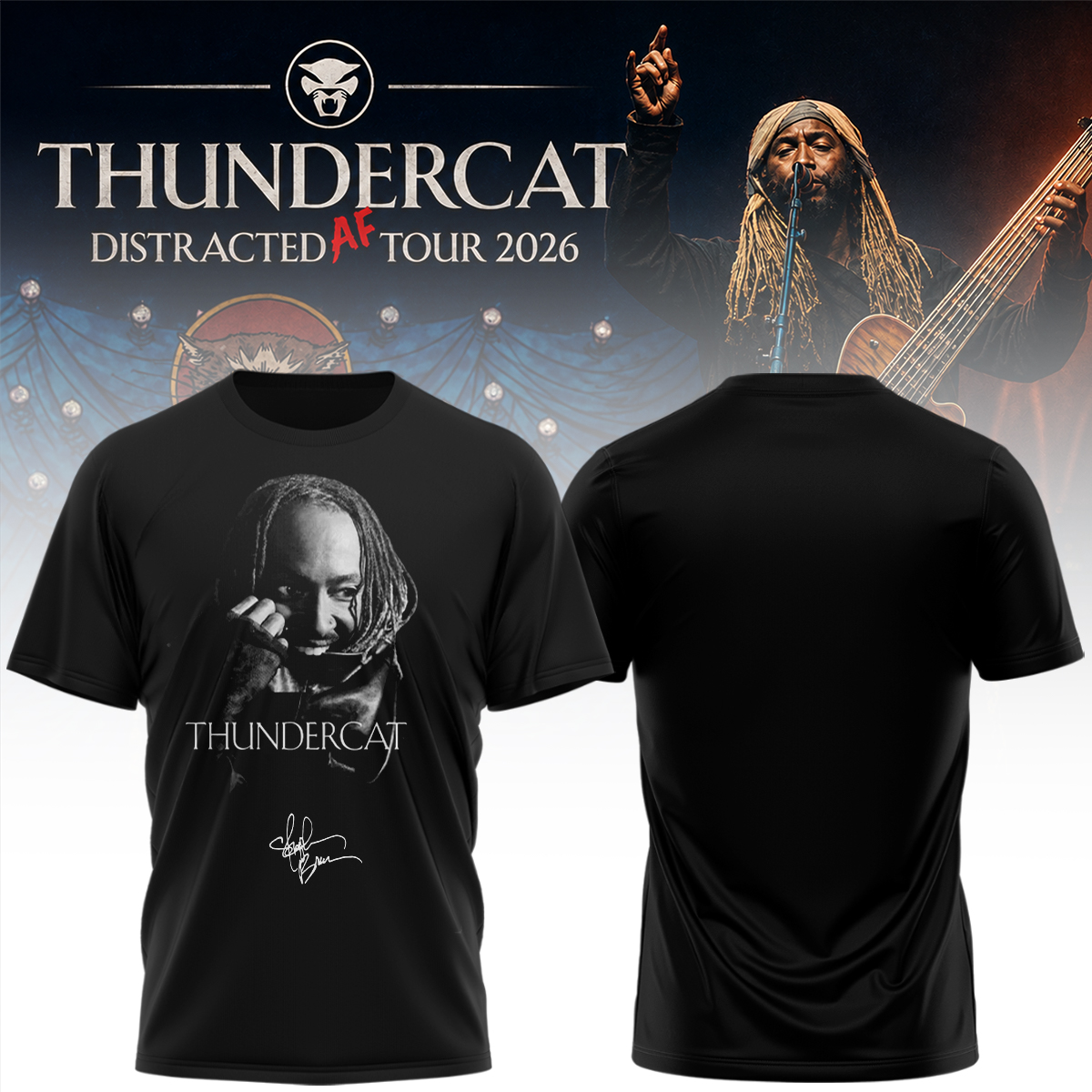 Thundercat Distracted Af Tour 2026 Limited Edition Graphic T Shirt Classic Version