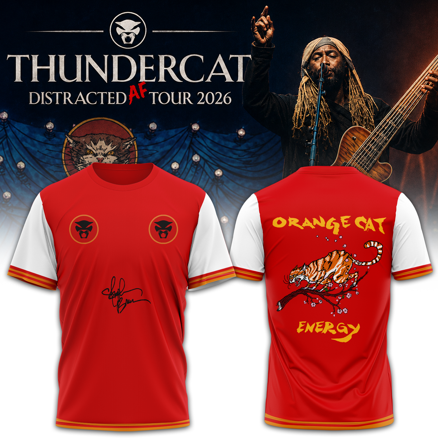 Thundercat Distracted Af Tour 2026 Limited Edition Graphic T Shirt Signature Version