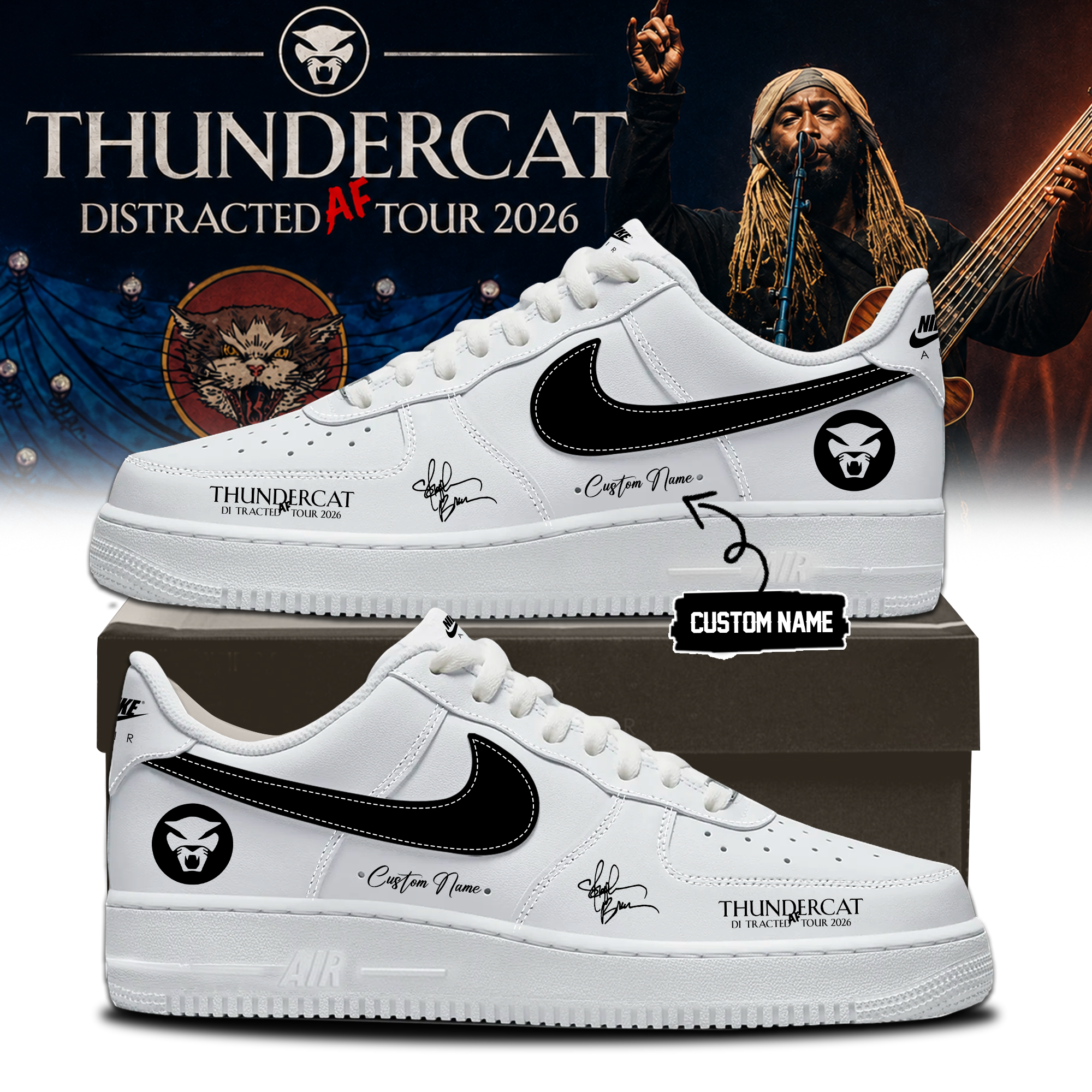 Thundercat Distracted Af Tour 2026 Limited Edition High Top Sneakers Collector Version