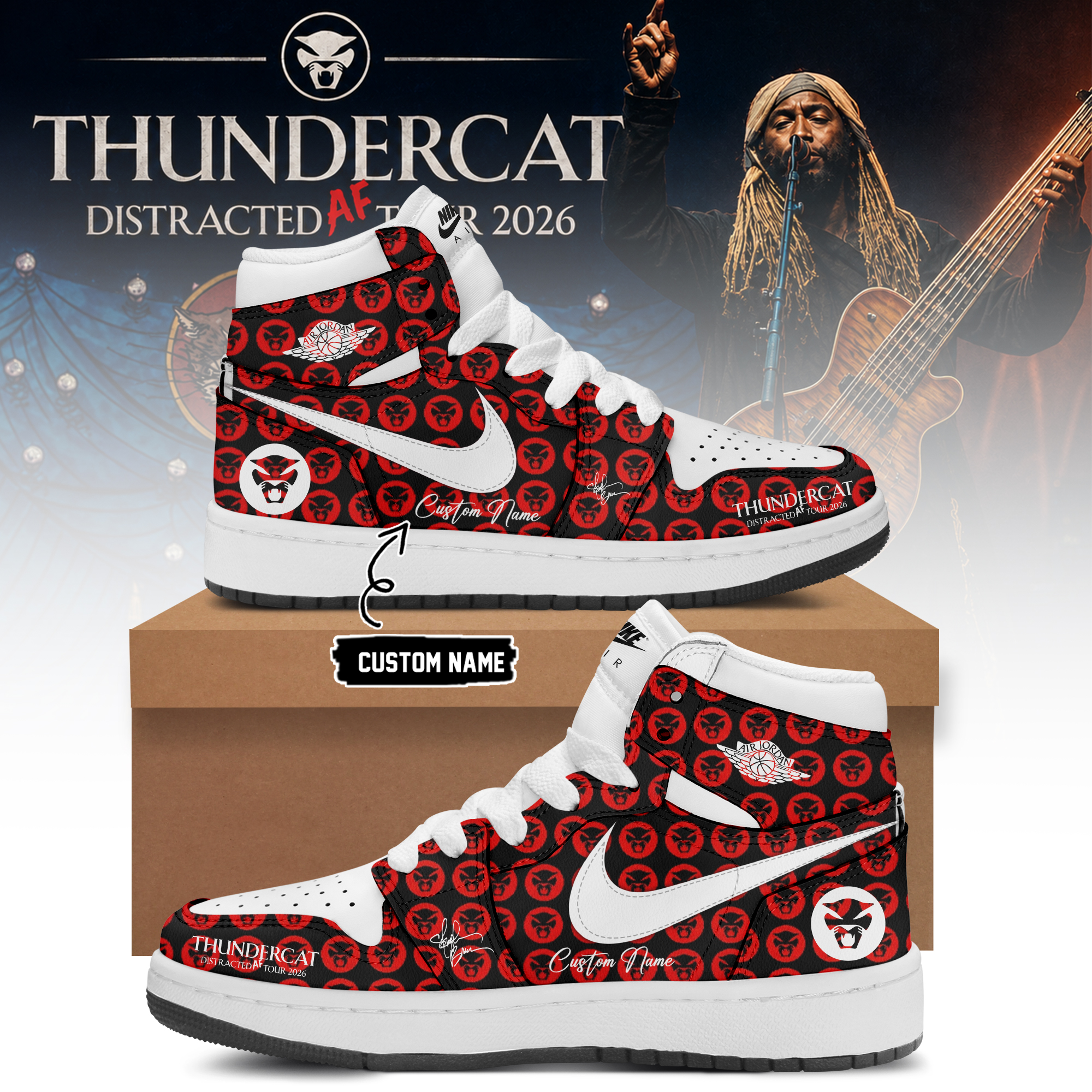 Thundercat Distracted Af Tour 2026 Limited Edition Low Top Sneakers Classic Version