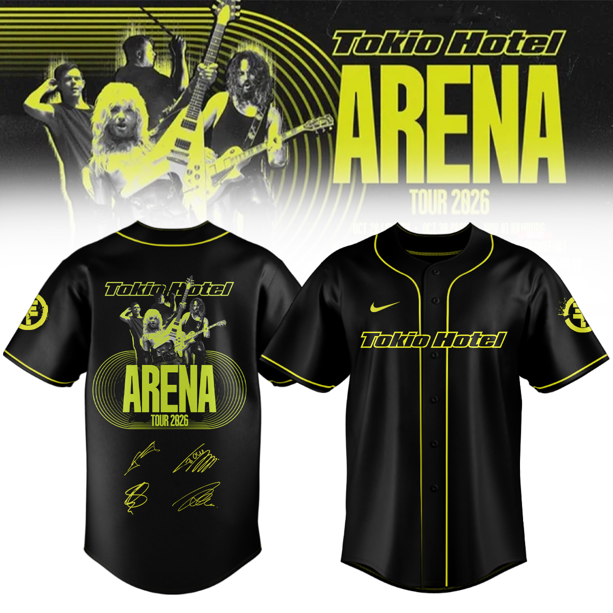 Tokio Hotel Arena Tour 2026 Collector Edition Baseball Jersey