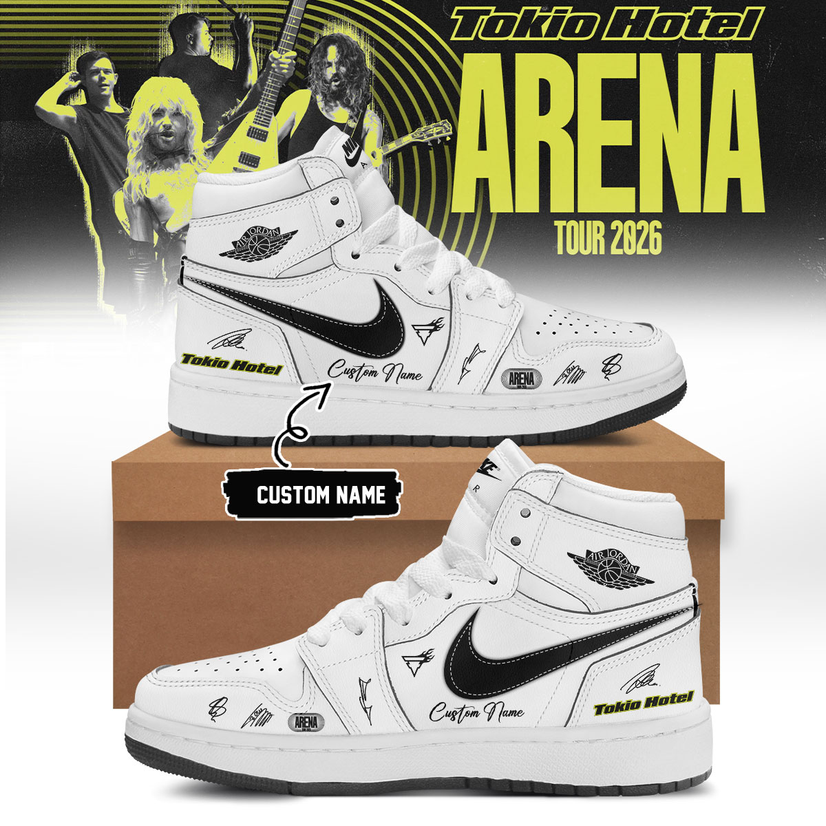 Tokio Hotel Arena Tour 2026 Jordan 1 Custom Shoes