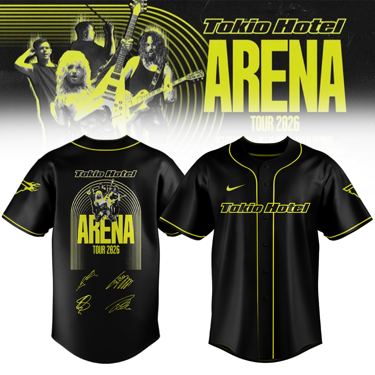 Tokio Hotel Arena Tour 2026 Limited Edition Concert Baseball Jersey