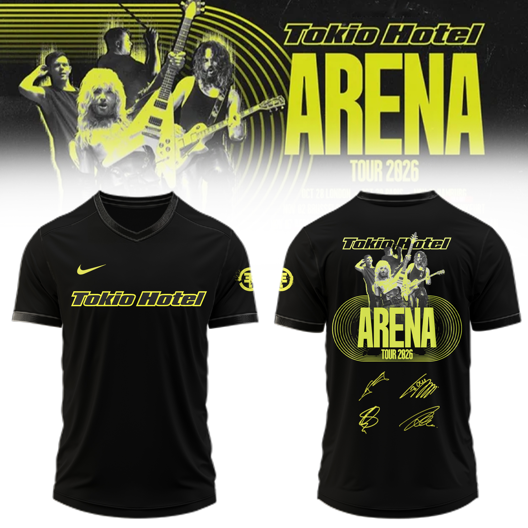Tokio Hotel Arena Tour 2026 Limited Edition Signature Baseball Jersey Streetwear Edition