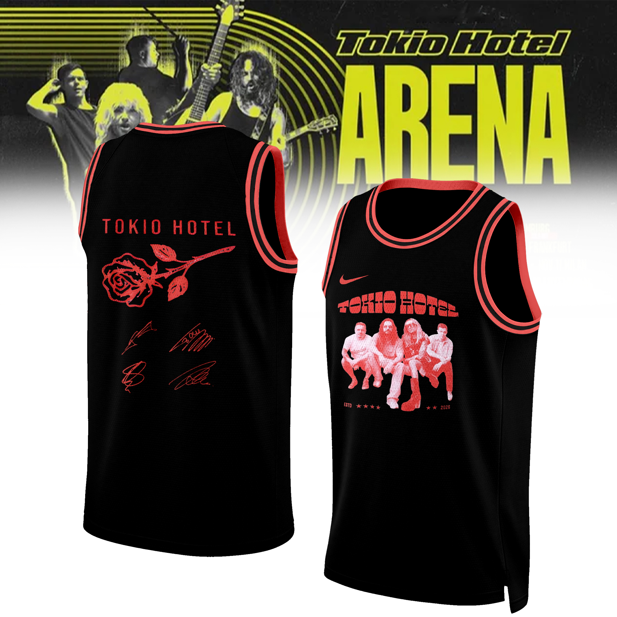 Tokio Hotel Arena Tour 2026 Premium Fan Baseball Jersey