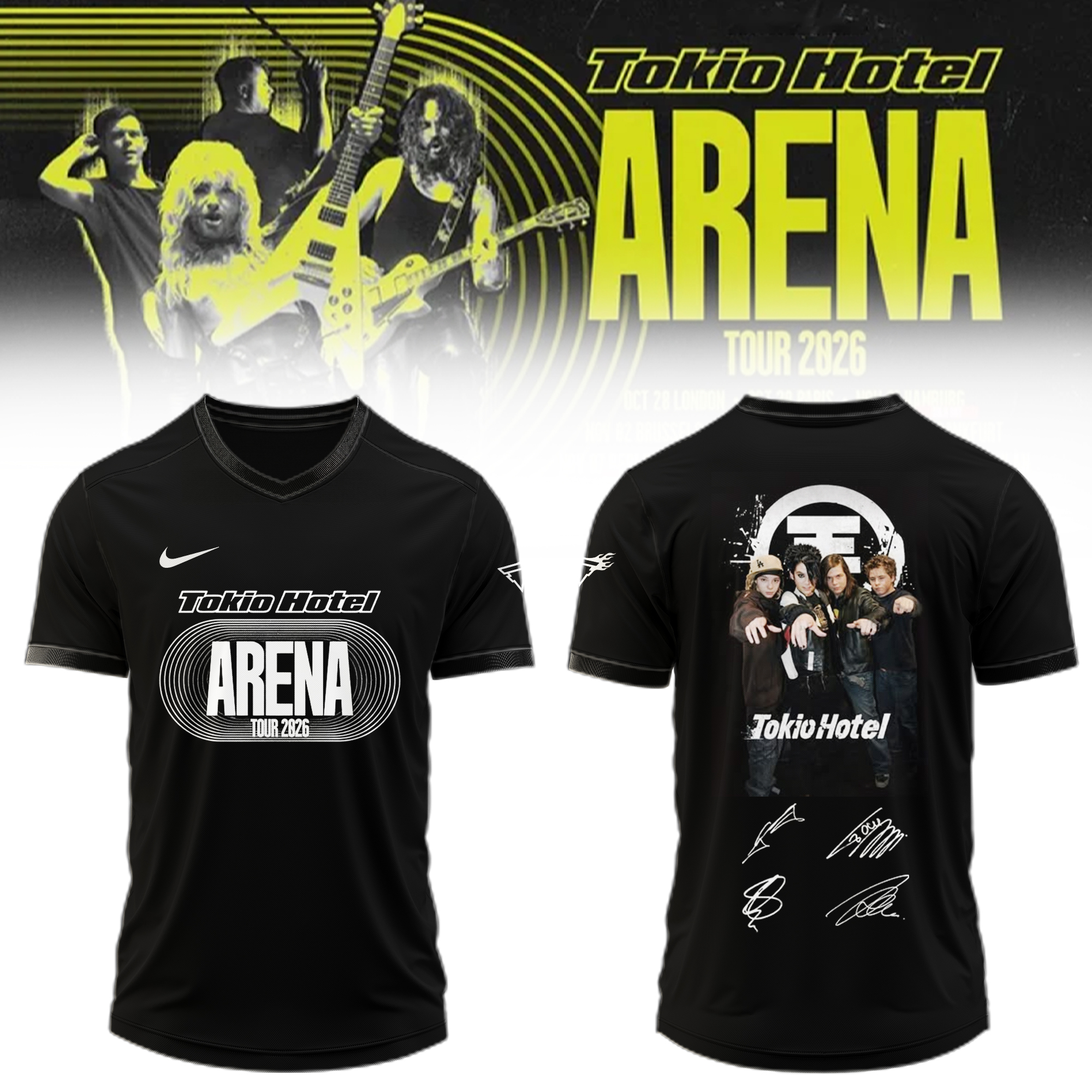 Tokio Hotel Arena Tour 2026 Signature Tour Baseball Jersey