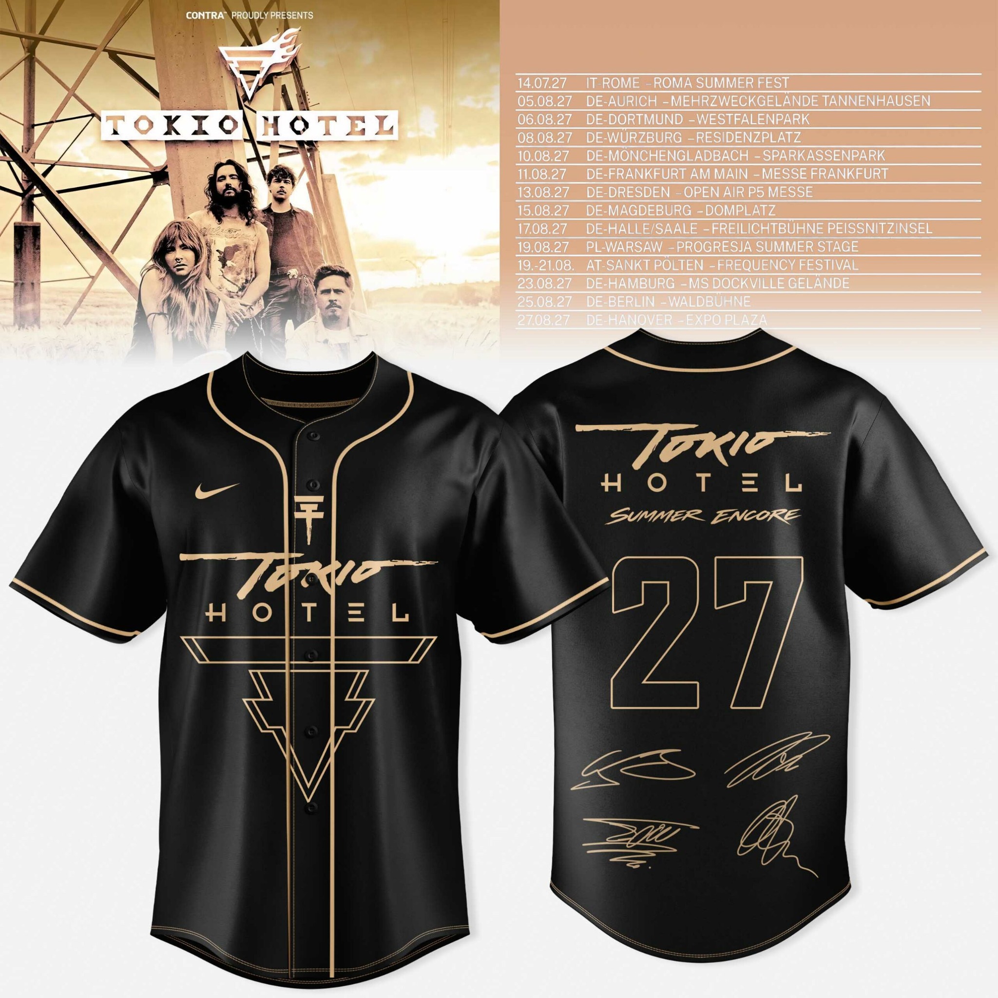 Tokio Hotel Summer Encore Tour 2027 Graphic Jersey Black Gold Signature Encore Edition 1 - Unicasport Tokio Hotel Summer Encore Tour 2027 Graphic Jersey Black Gold Signature Encore Edition