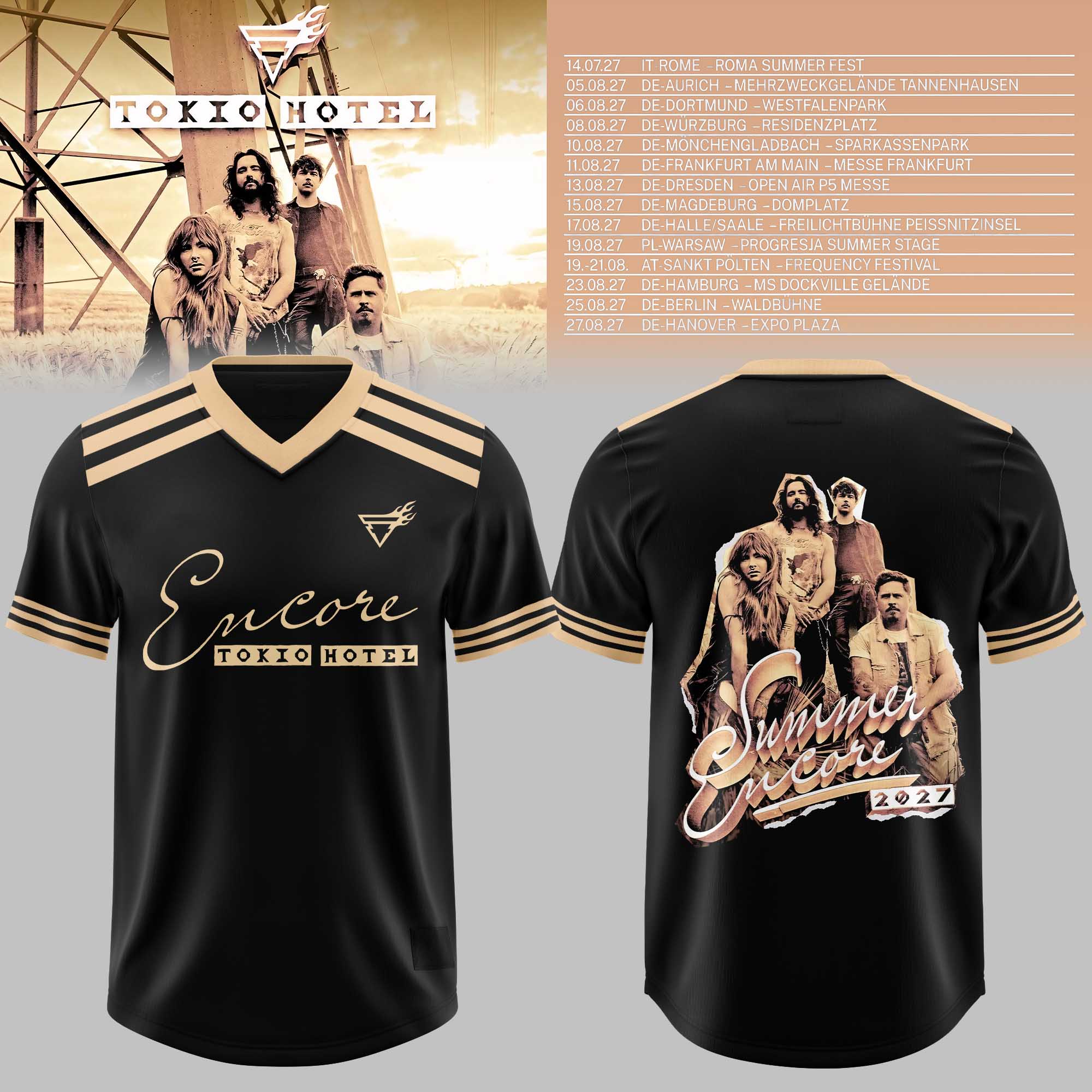 Tokio Hotel Summer Encore Tour 2027 Graphic Jersey Black White Tour Back Print Fanwear 1 - Unicasport Tokio Hotel Summer Encore Tour 2027 Graphic Jersey Black White Tour Back Print Fanwear
