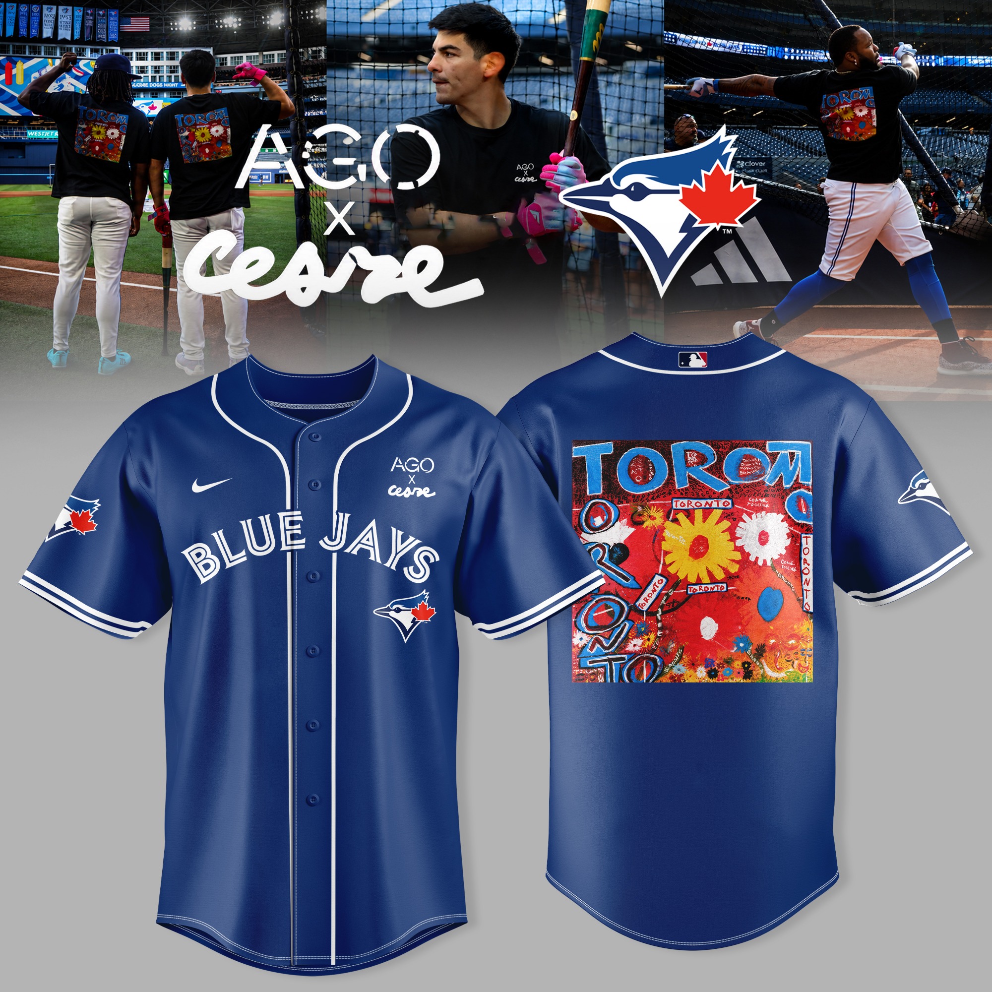Toronto Blue Jays AGO x Ceore Toronto Collection Blue Baseball Jersey Fan Apparel 1 - Unicasport Toronto Blue Jays AGO x Ceore Toronto Collection Blue Baseball Jersey Fan Apparel