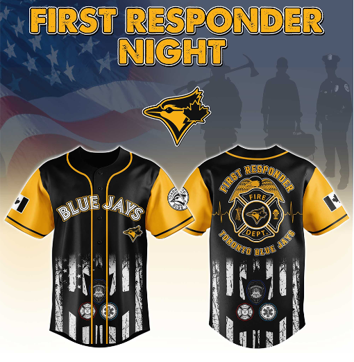 Toronto Blue Jays First Responder Night Baseball Jersey Shirt Firefighter Tribute Custom Fan Apparel Gift for Fans