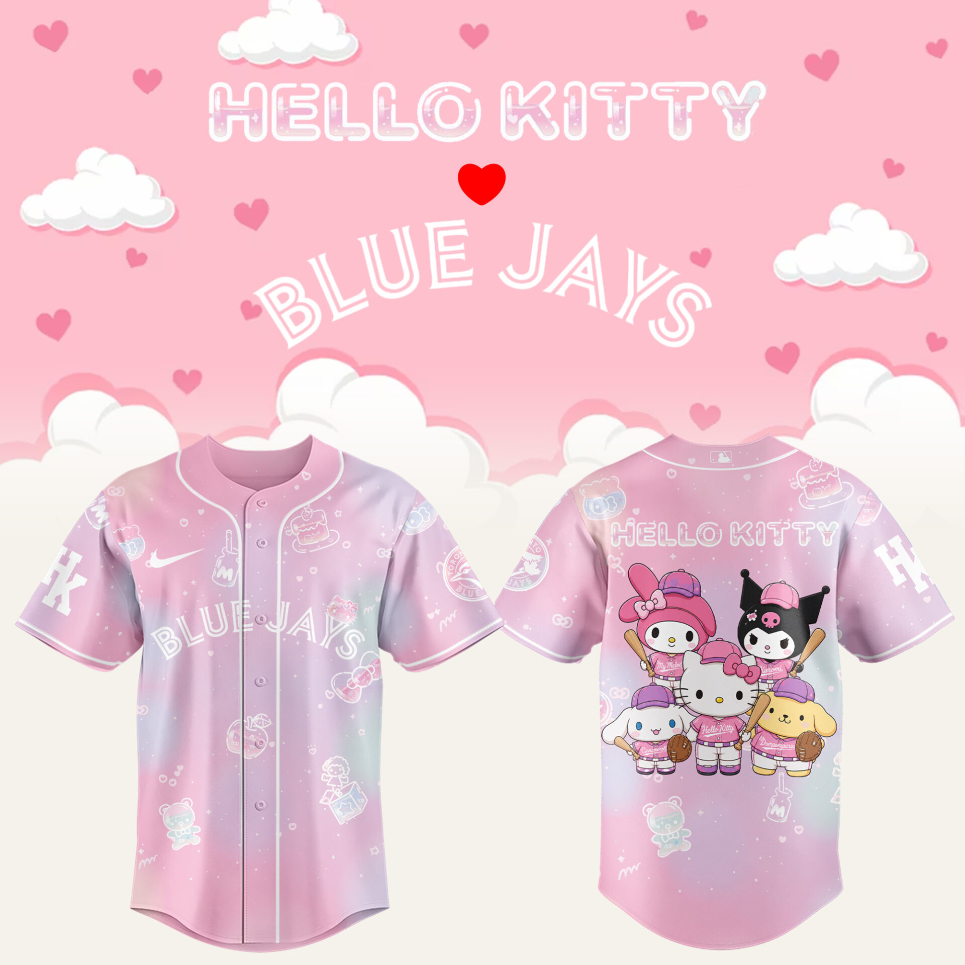 Toronto Blue Jays x Hello Kitty Theme Nights Limited Edition Baseball Jersey Gifts For Fans