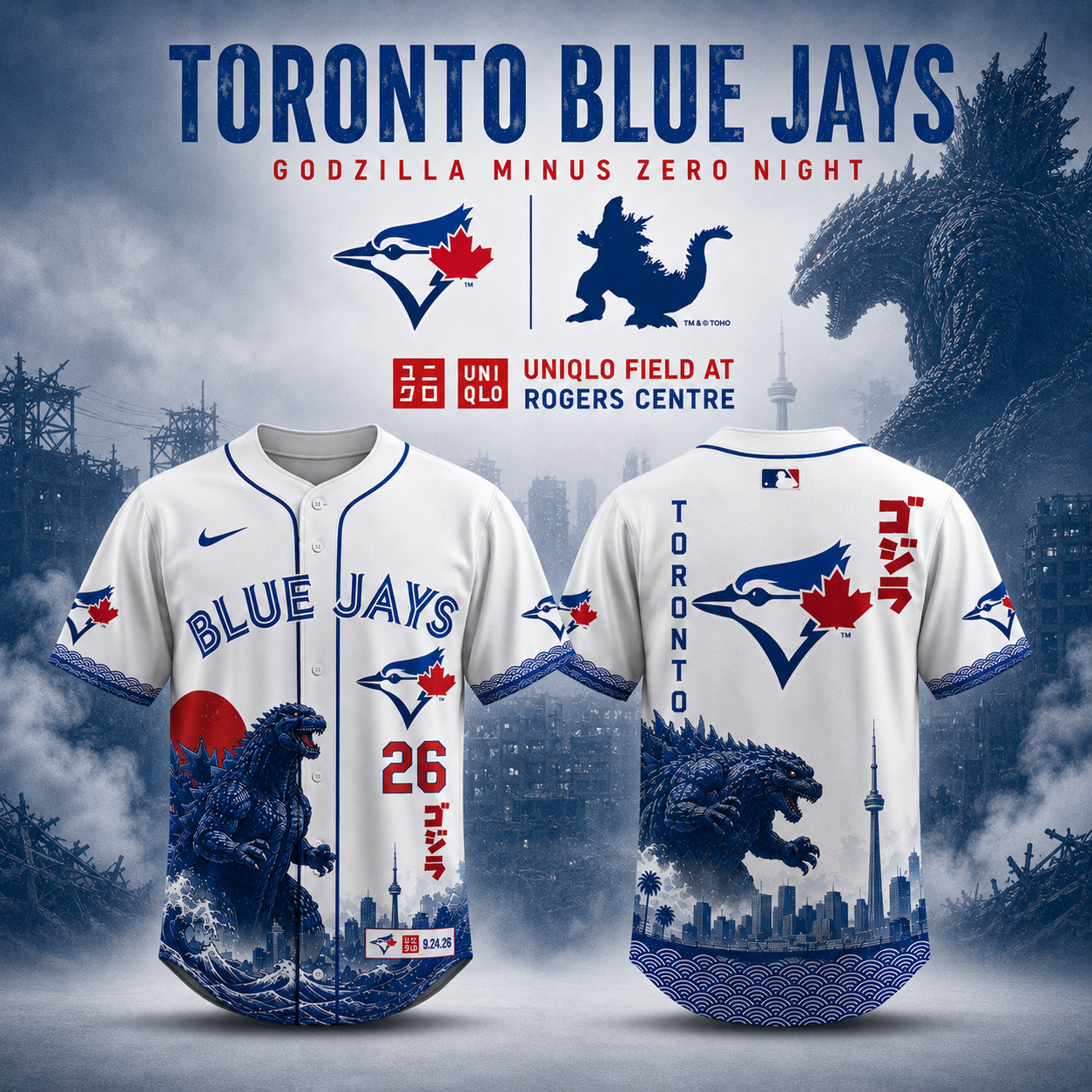 Toronto Godzilla Minus One Limited Edition Baseball Jersey