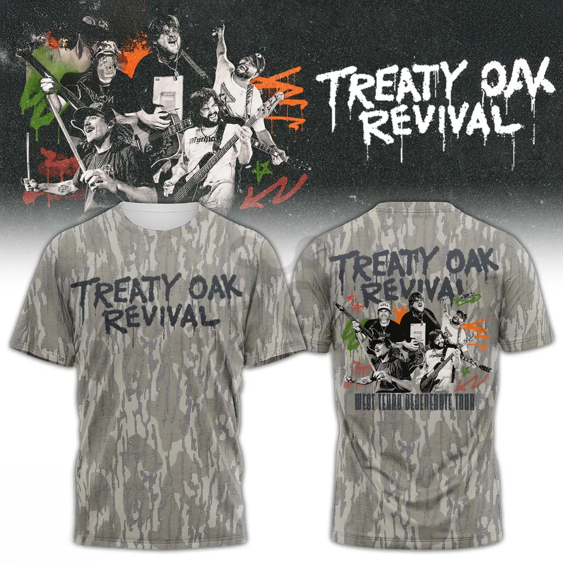 Treaty Oak Revival West Texas Degenerate Tour Camo Graphic T Shirt