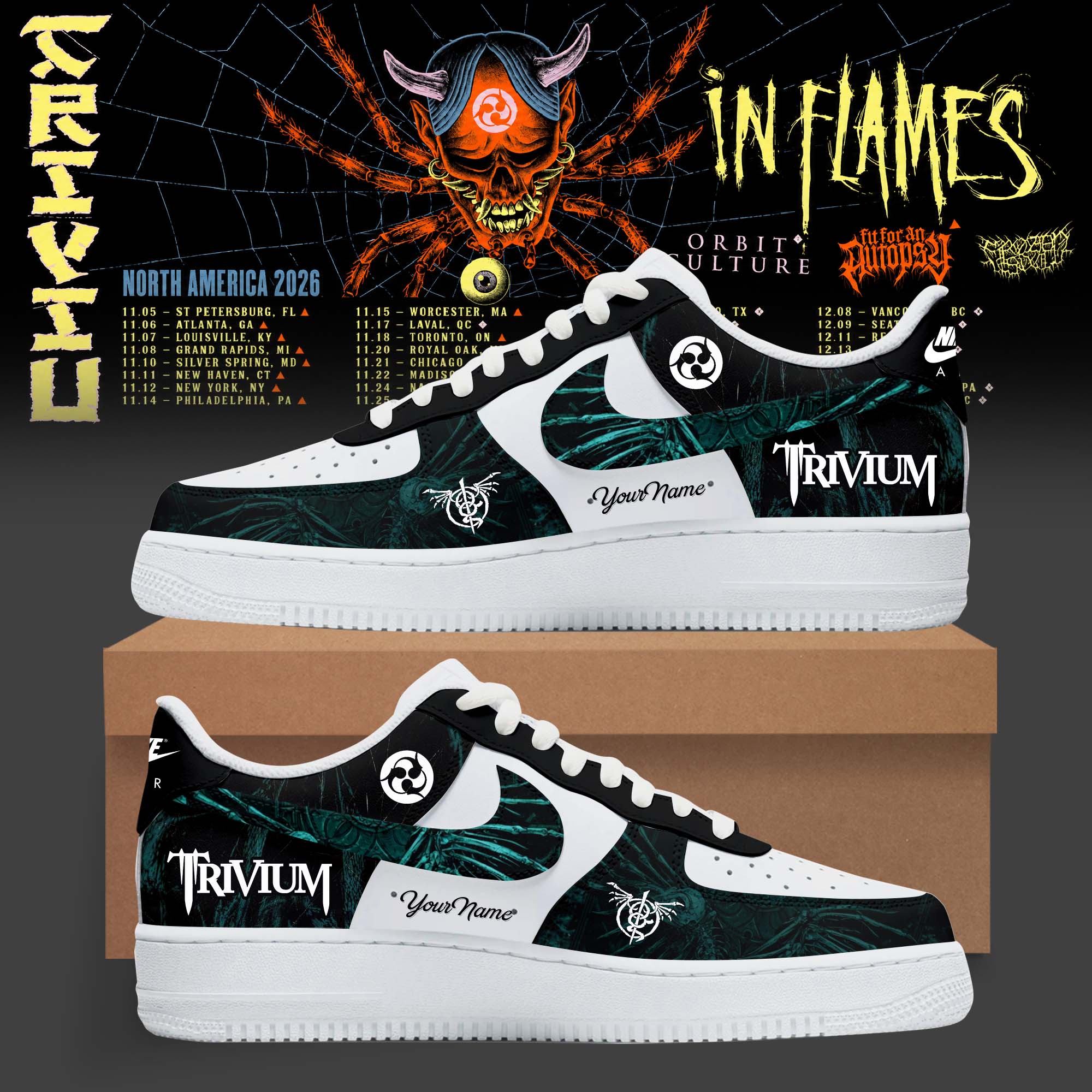 Trivium North America Tour 2026 Collection Air Force One Sneakers Classic Edition
