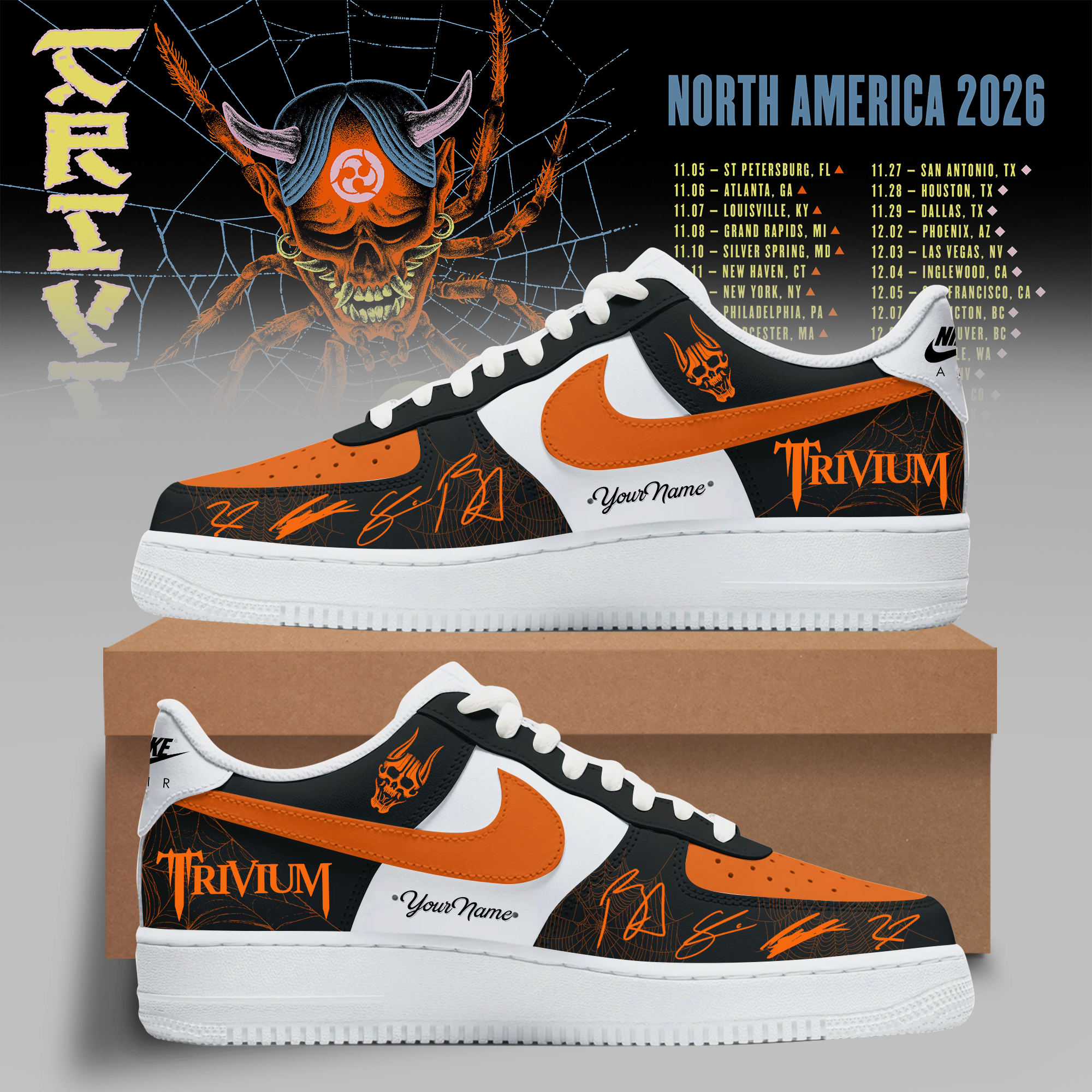 Trivium North America Tour 2026 Collection Custom Sneakers Classic Edition