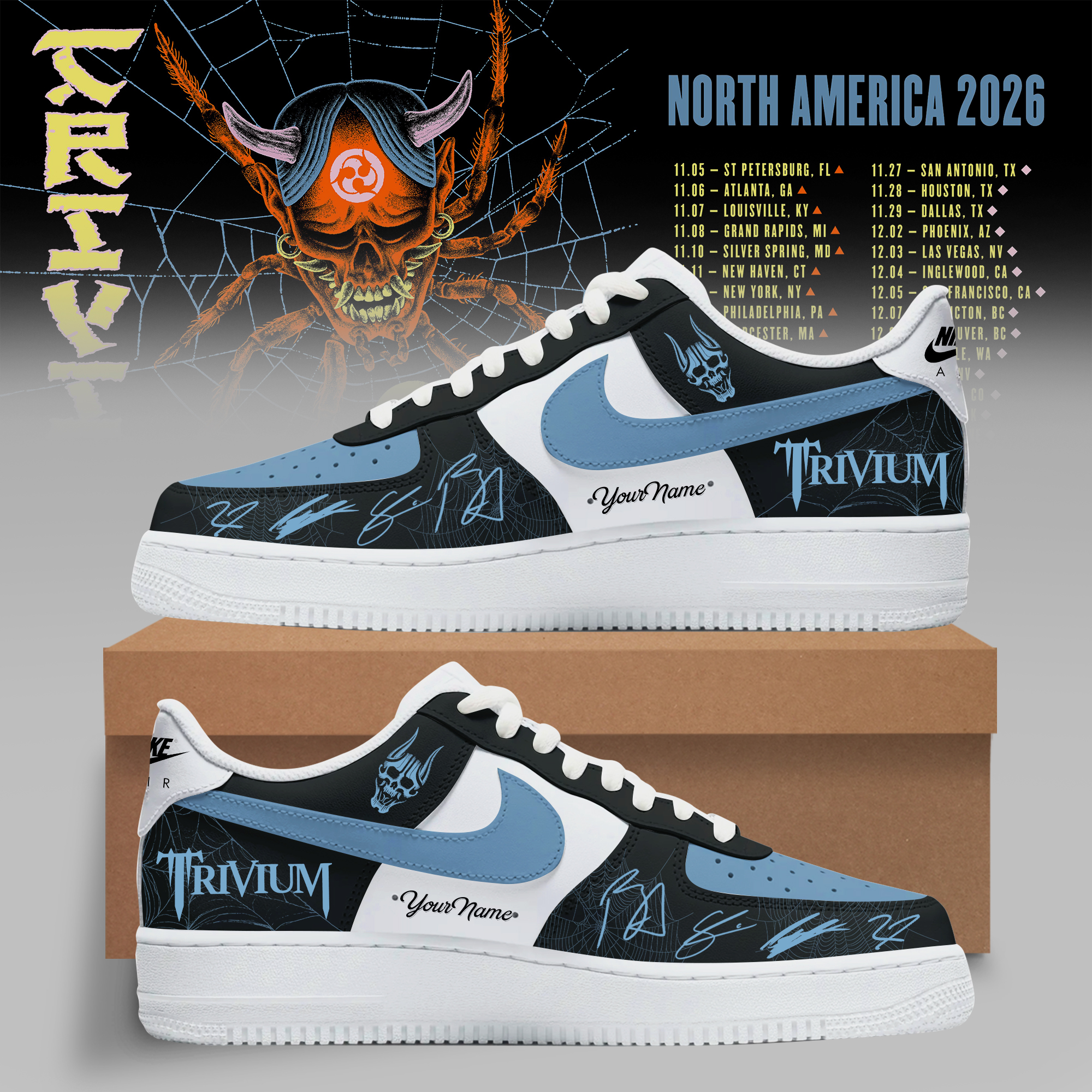 Trivium North America Tour 2026 Collection Custom Sneakers Signature Edition