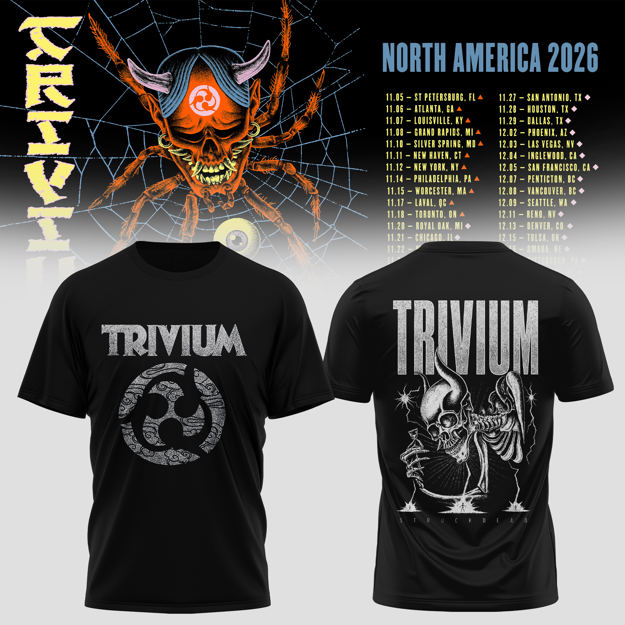 Trivium North America Tour 2026 Collection Graphic T Shirt Classic Edition