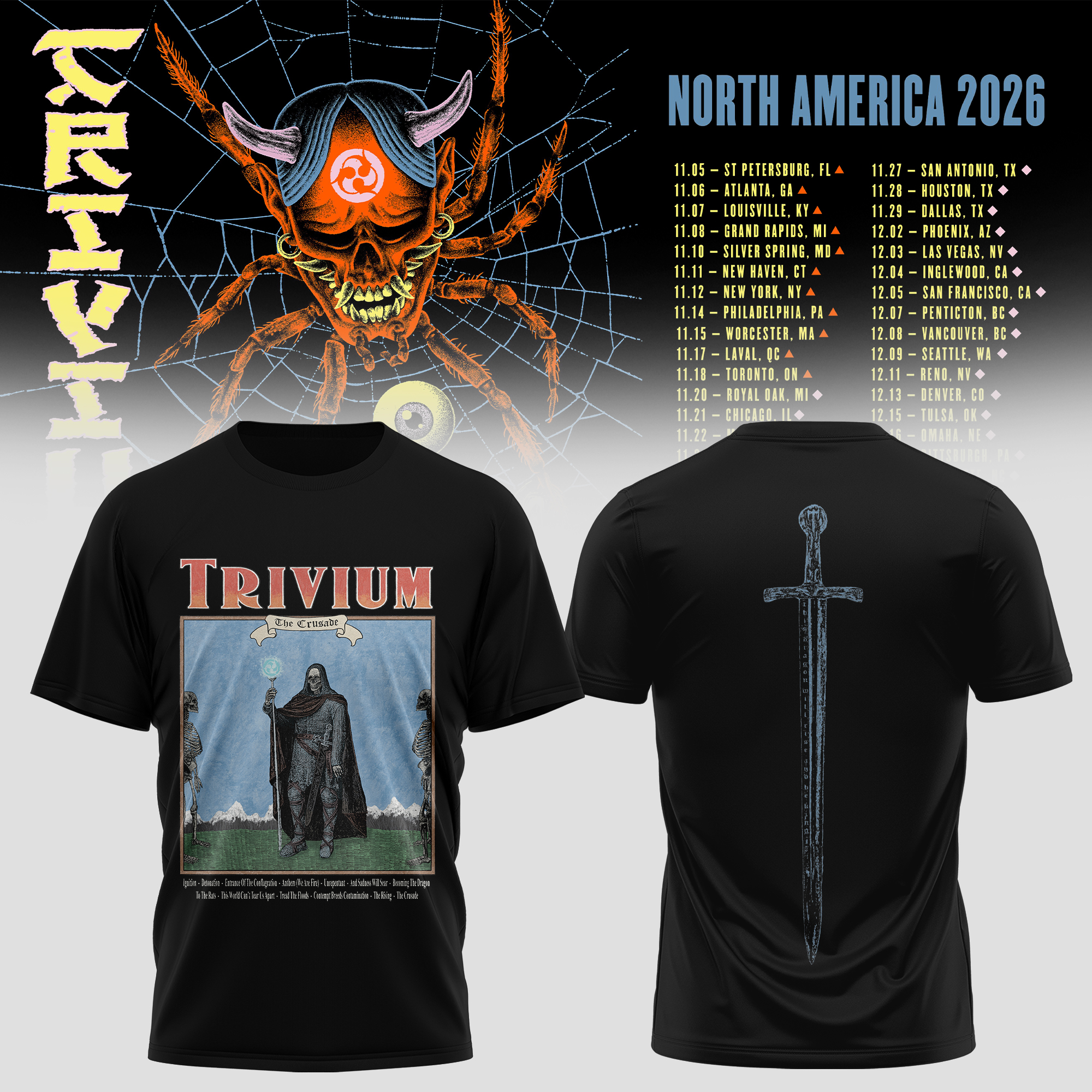 Trivium North America Tour 2026 Collection Graphic T Shirt Collector Edition