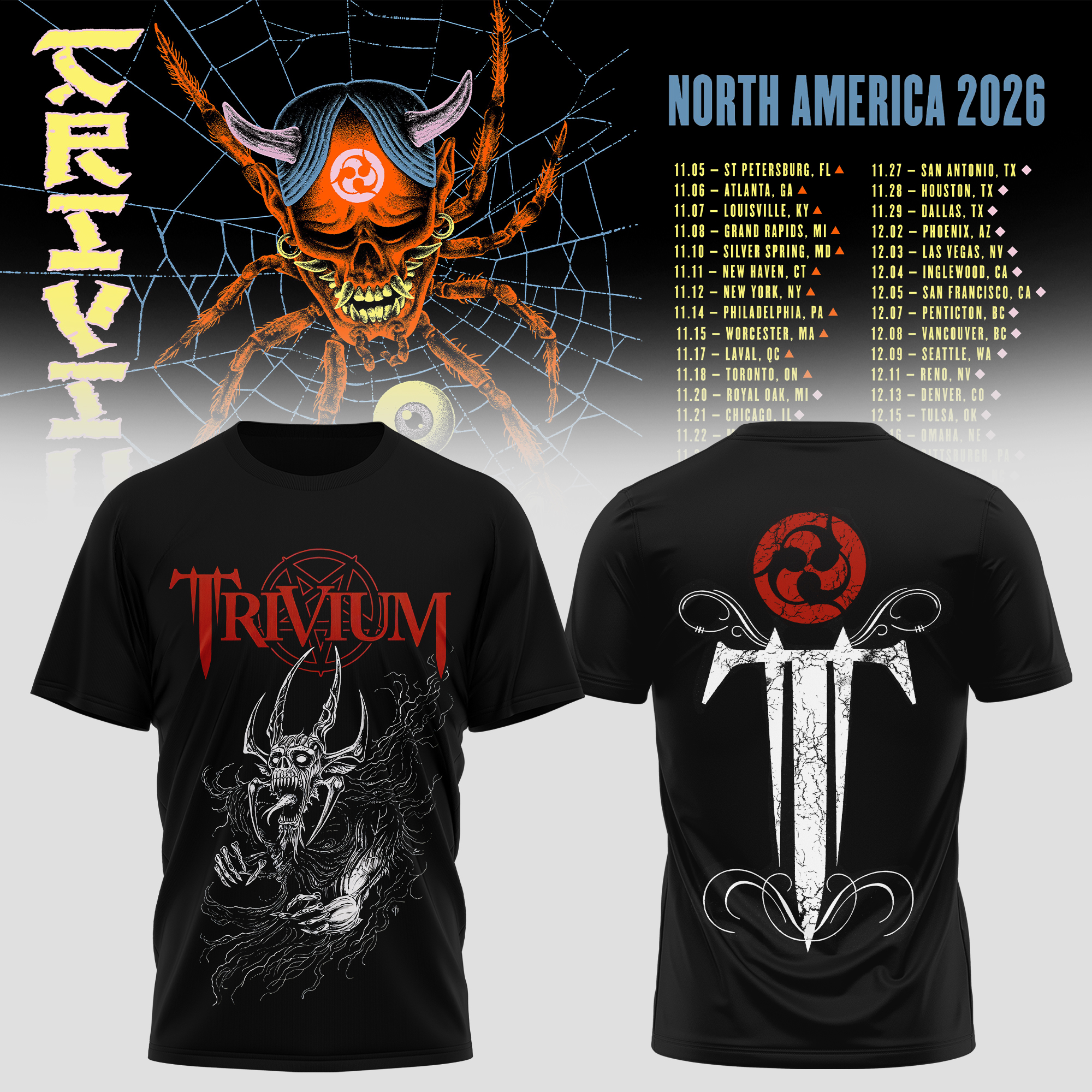 Trivium North America Tour 2026 Collection Graphic T Shirt Exclusive Edition