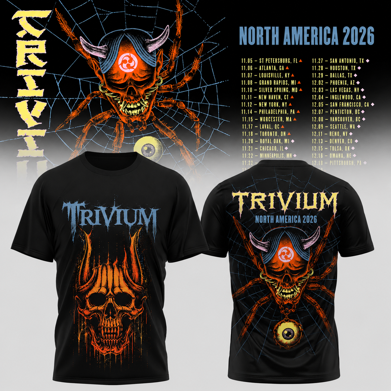 Trivium North America Tour 2026 Collection Graphic T Shirt Fan Favorite Edition