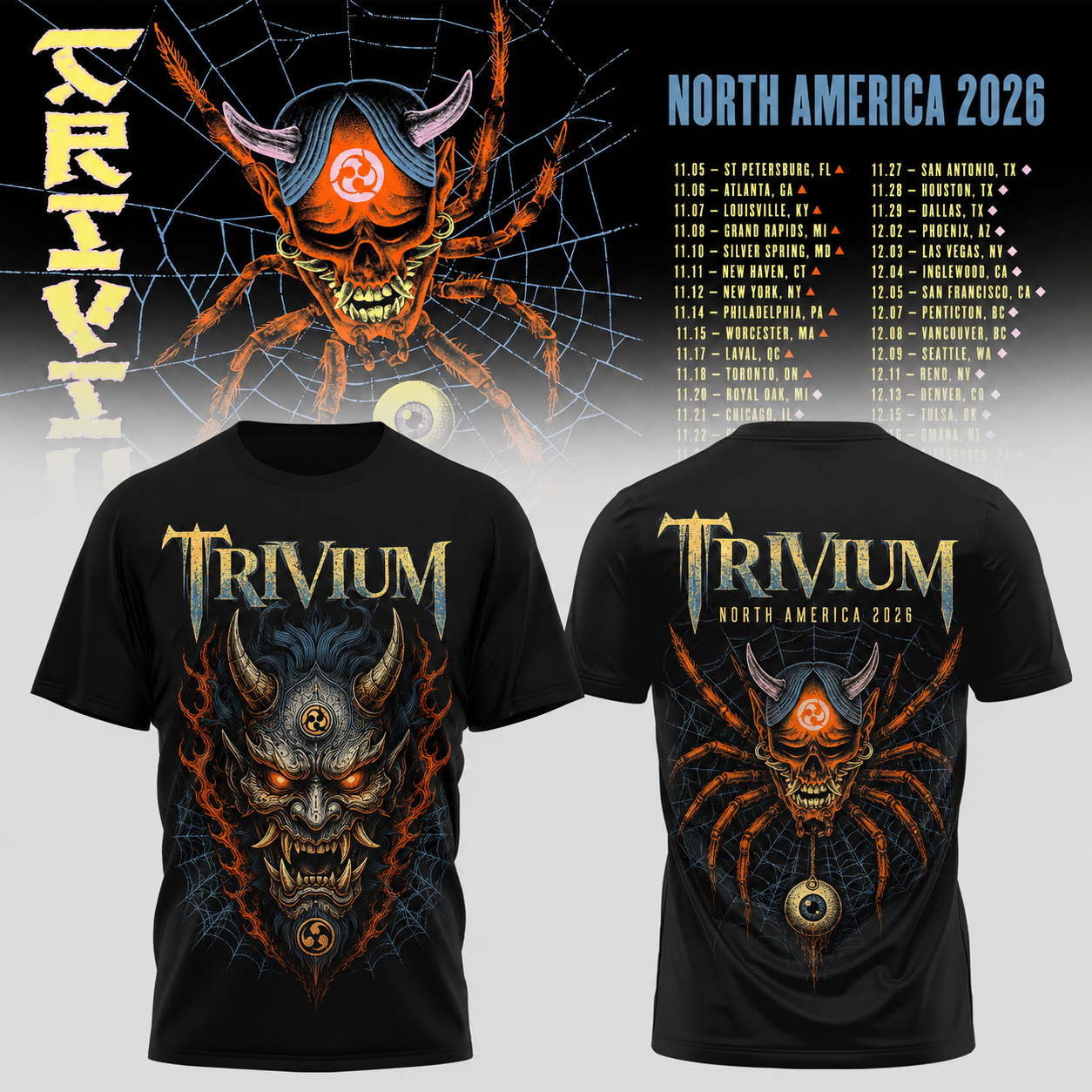 Trivium North America Tour 2026 Collection Graphic T Shirt Performance Edition