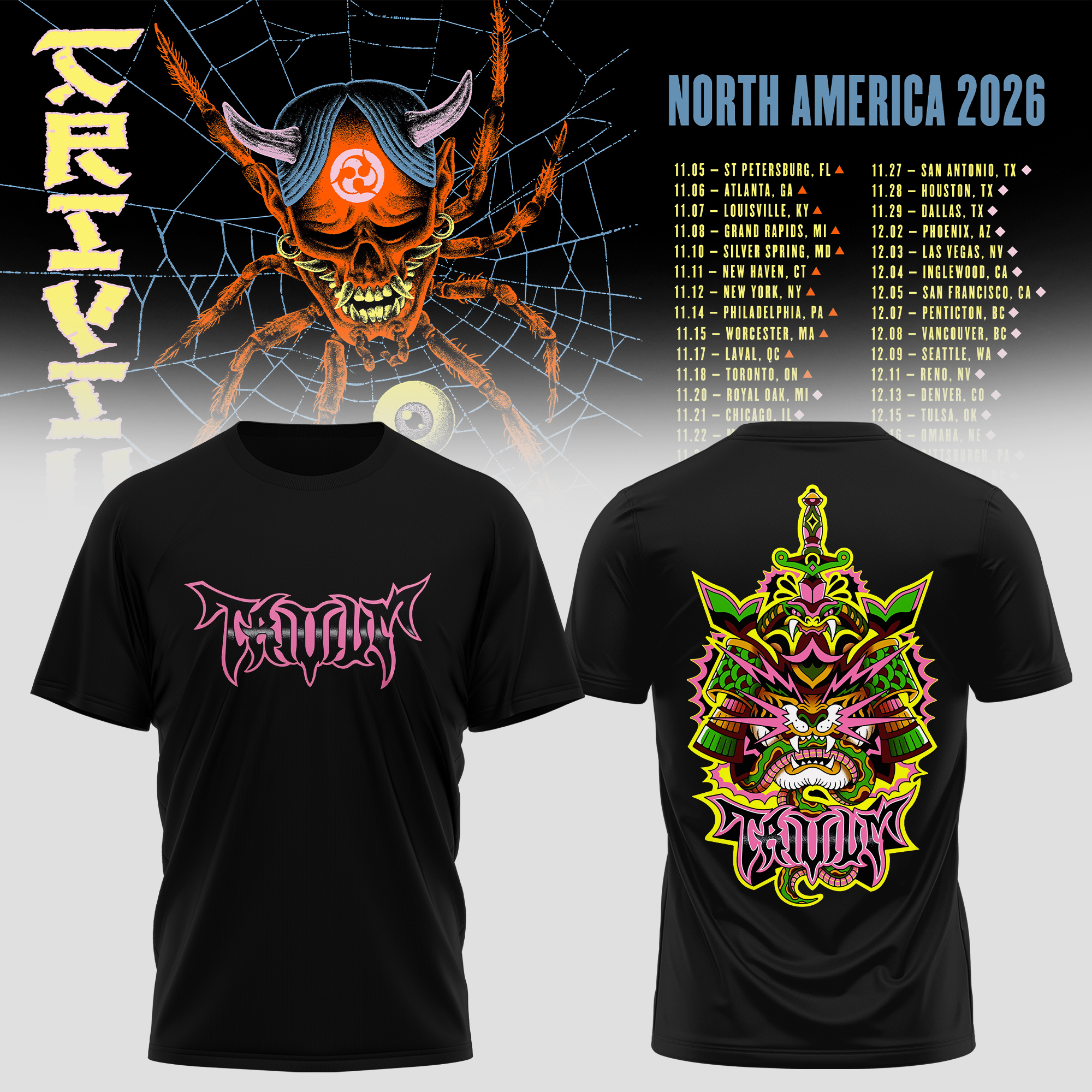 Trivium North America Tour 2026 Collection Graphic T Shirt Premium Edition