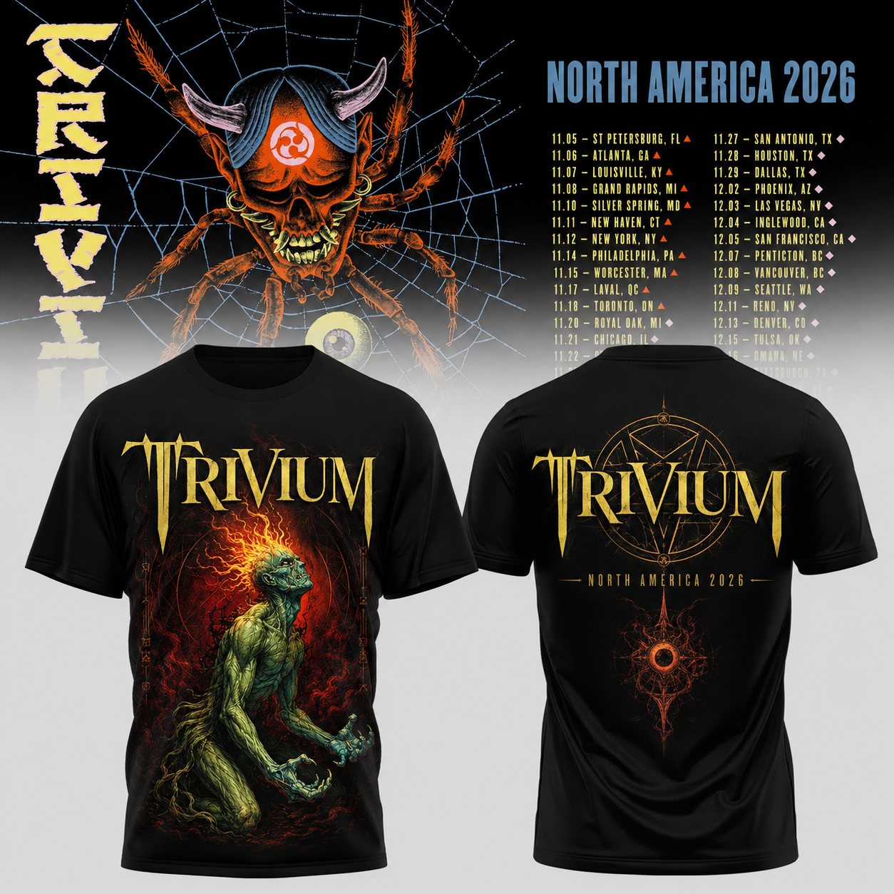 Trivium North America Tour 2026 Collection Graphic T Shirt Signature Edition