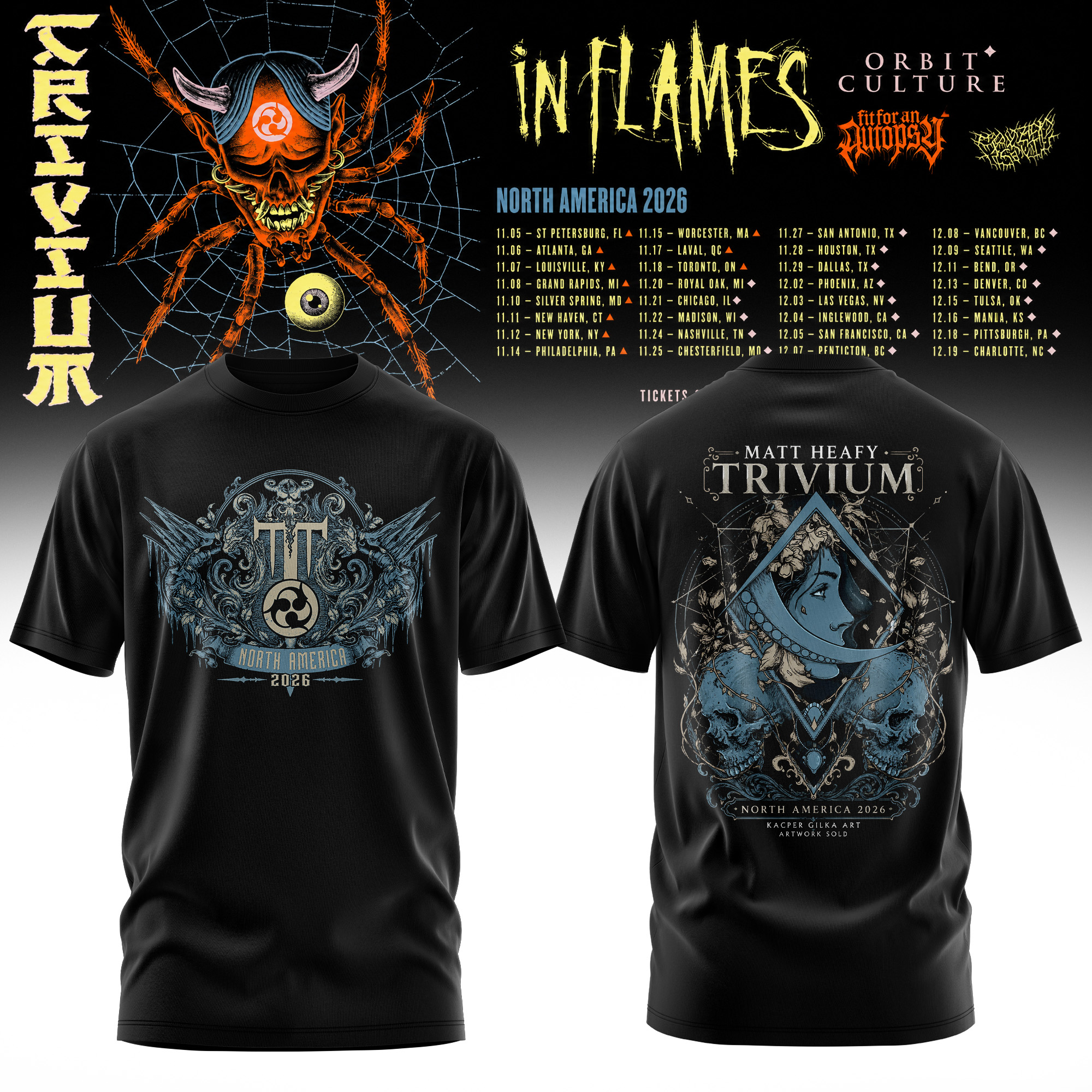 Trivium North America Tour 2026 Collection Graphic T Shirt Streetwear Edition