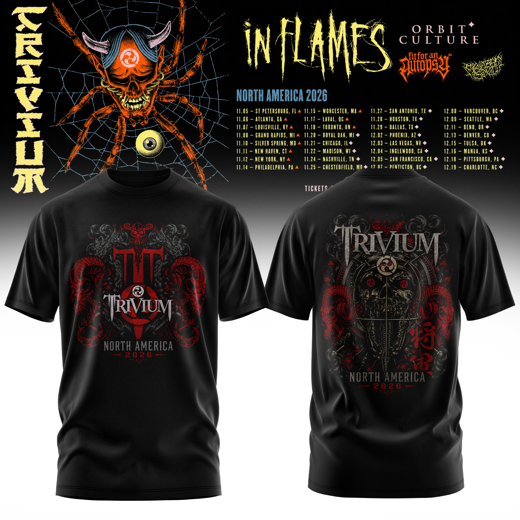 Trivium North America Tour 2026 Collection Graphic T Shirt Tour Edition