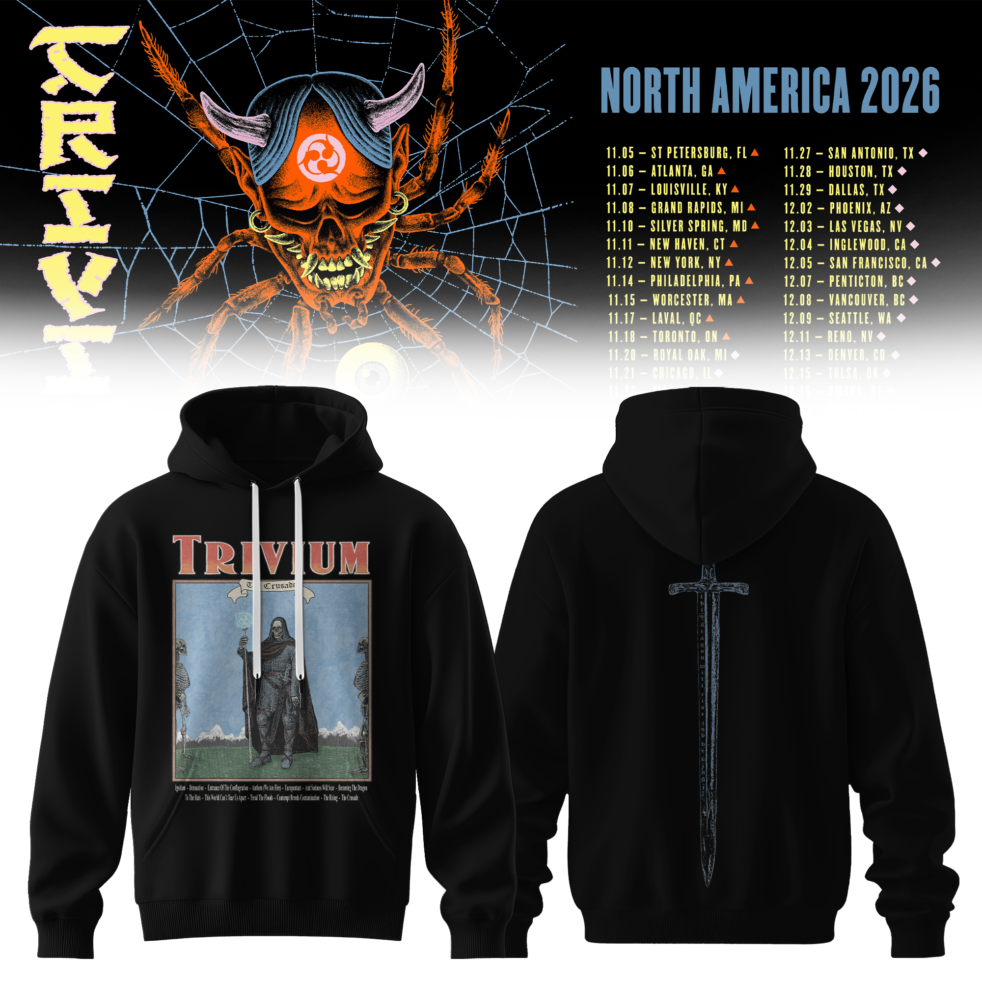 Trivium North America Tour 2026 Collection Pullover Hoodie Classic Edition