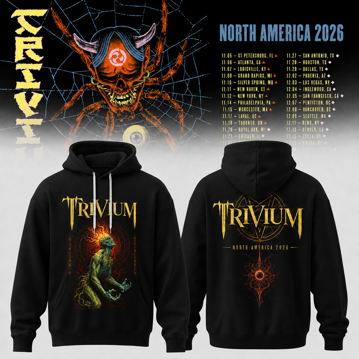 Trivium North America Tour 2026 Collection Pullover Hoodie Fan Favorite Edition