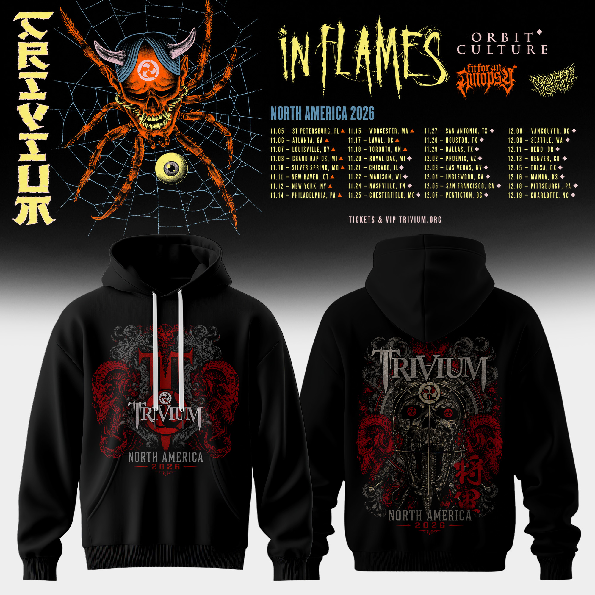 Trivium North America Tour 2026 Collection Pullover Hoodie Heavyweight Edition