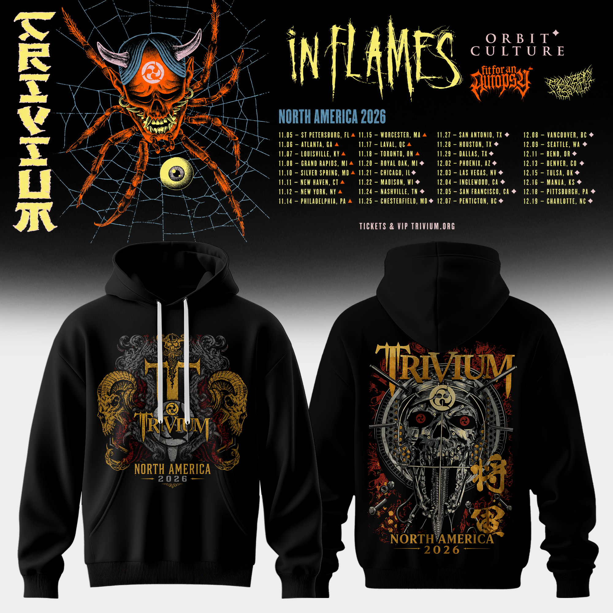 Trivium North America Tour 2026 Collection Pullover Hoodie Limited Edition