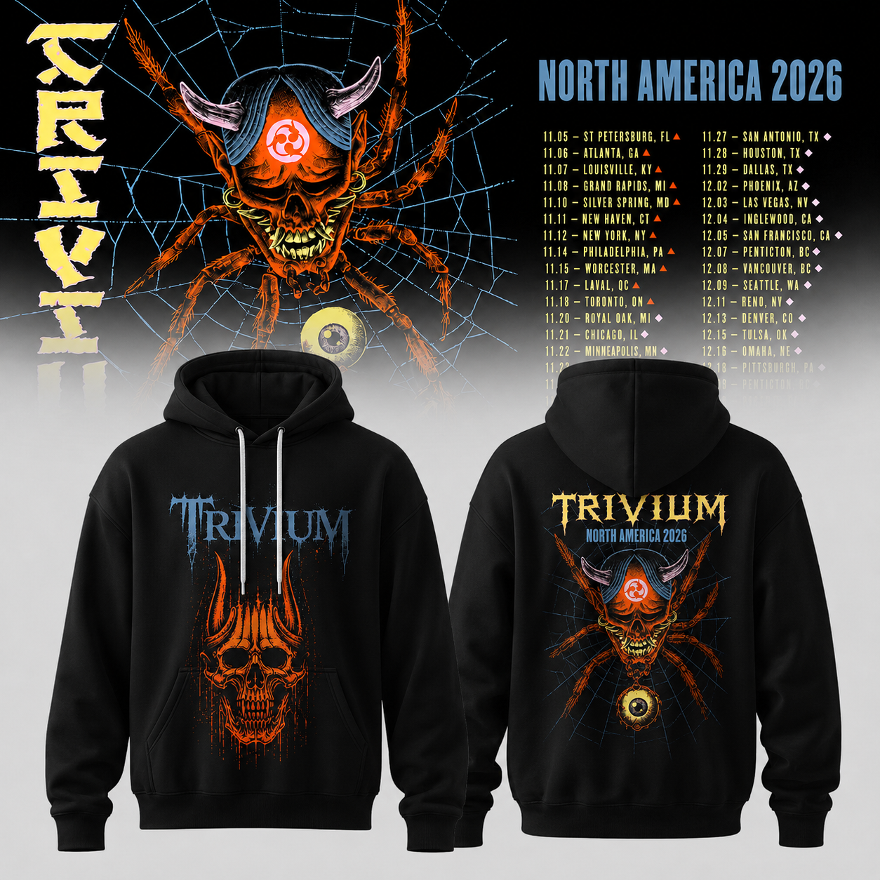 Trivium North America Tour 2026 Collection Pullover Hoodie Performance Edition