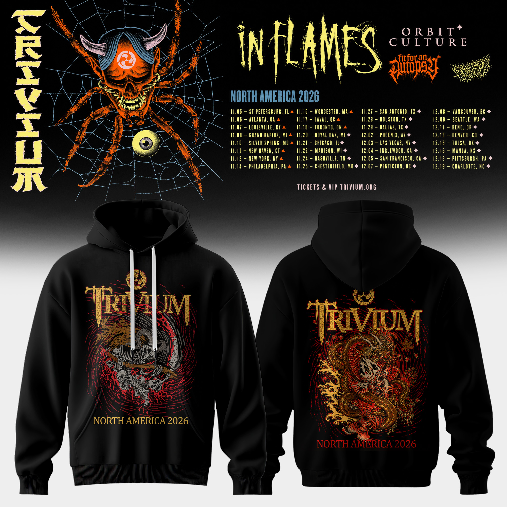 Trivium North America Tour 2026 Collection Pullover Hoodie Tour Edition
