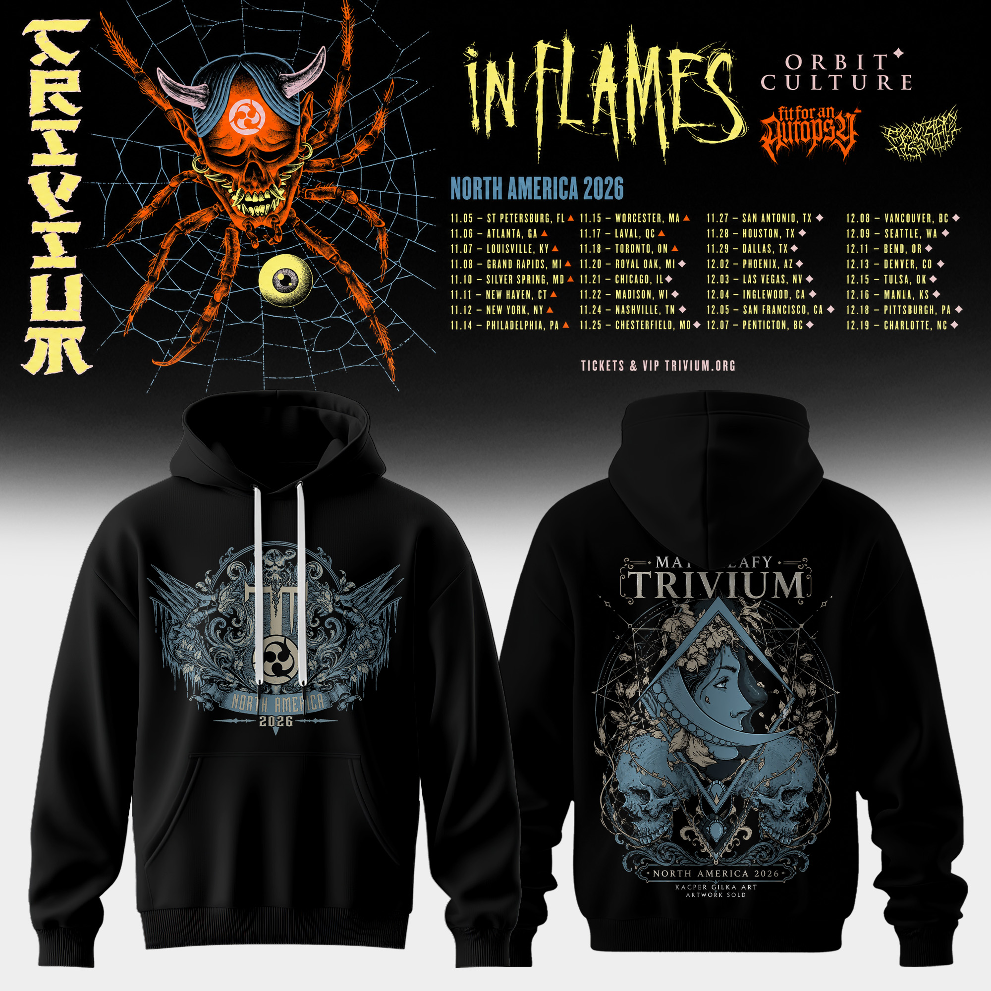 Trivium North America Tour 2026 Collection Pullover Hoodie Vintage Edition