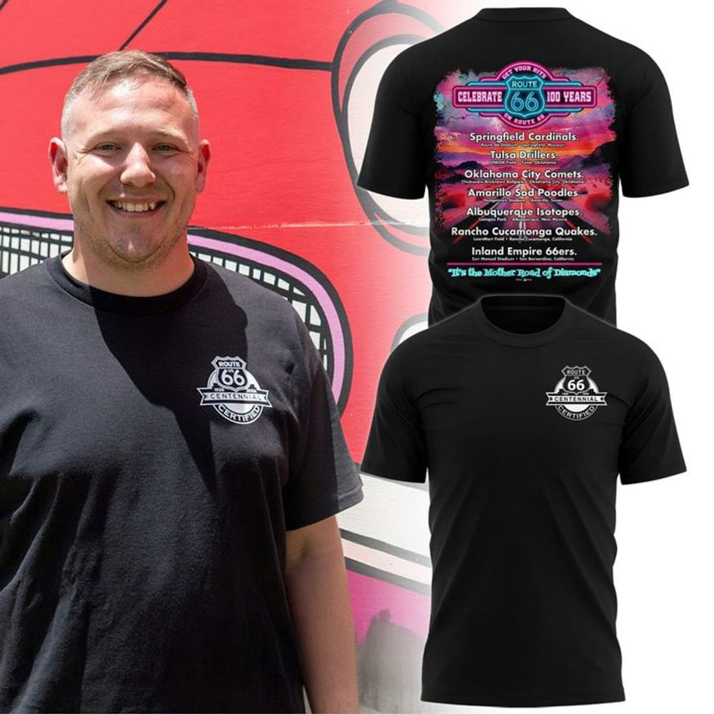 Tulsa Drillers Route 66 Centennial Black Graphic T Shirt