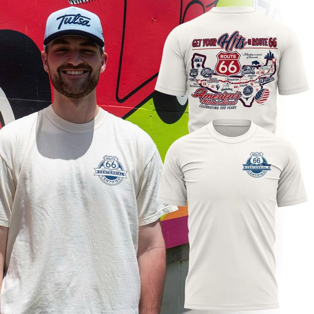 Tulsa Drillers Route 66 Centennial White Graphic T Shirt