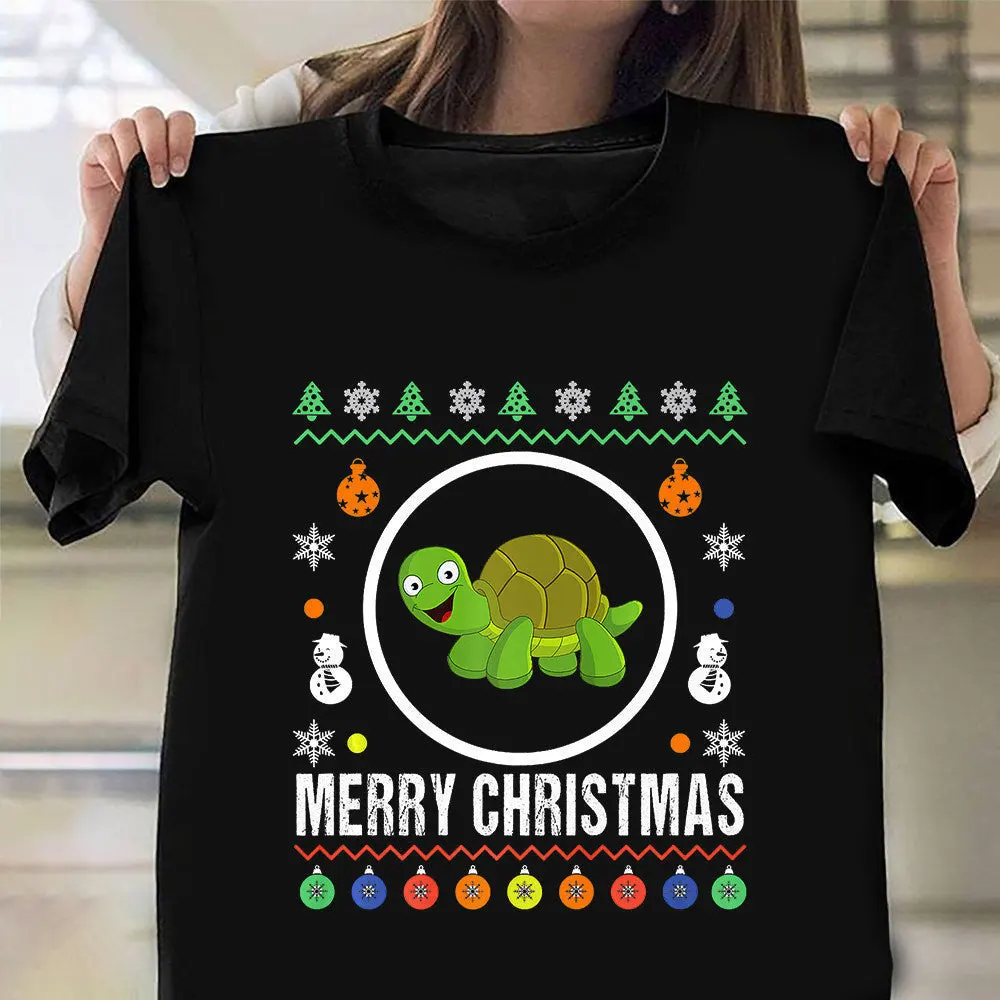 Turtle Ugly Sweater Christmas TShirt Merry Christmas Cute Graphic Tees Mens Xmas Gifts