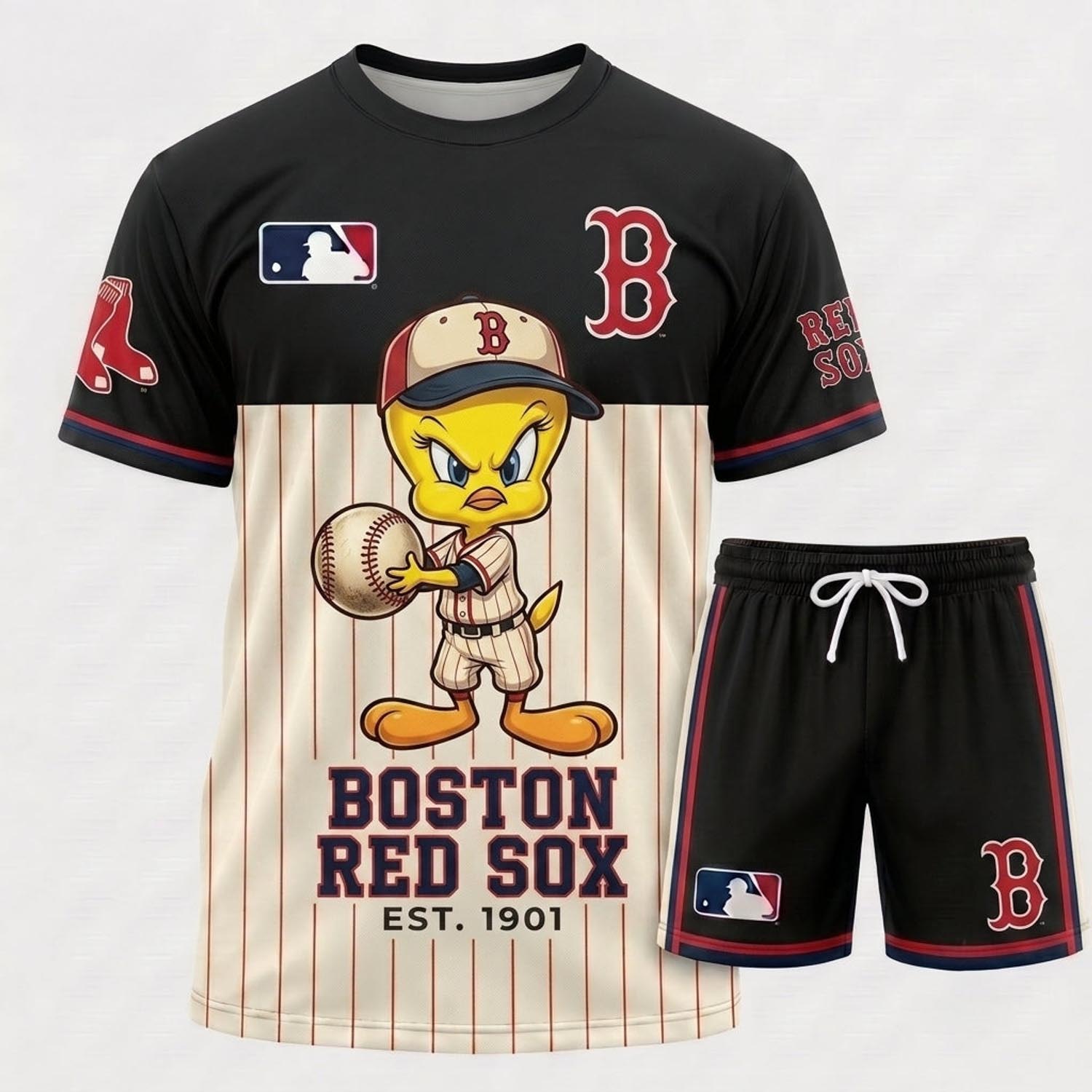 Tweety Boston Red Sox Baseball Jersey Set MLB Collection Classic Cartoon Fan Apparel 2 - Unicasport Tweety Boston Red Sox Baseball Jersey Set MLB Collection Classic Cartoon Fan Apparel