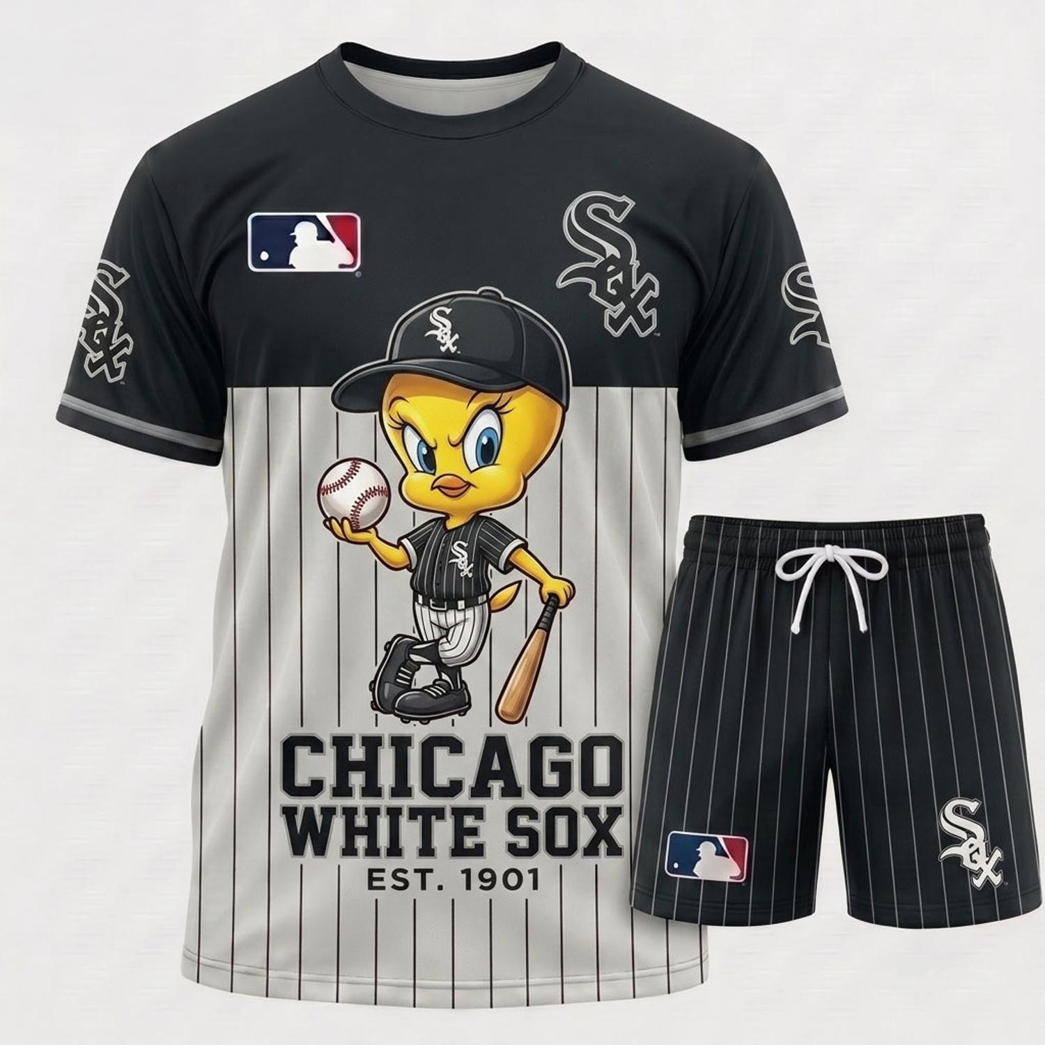 Tweety Chicago White Sox Baseball Jersey Set MLB Collection Vintage Cartoon Fan Apparel 1 - Unicasport Tweety Chicago White Sox Baseball Jersey Set MLB Collection Vintage Cartoon Fan Apparel