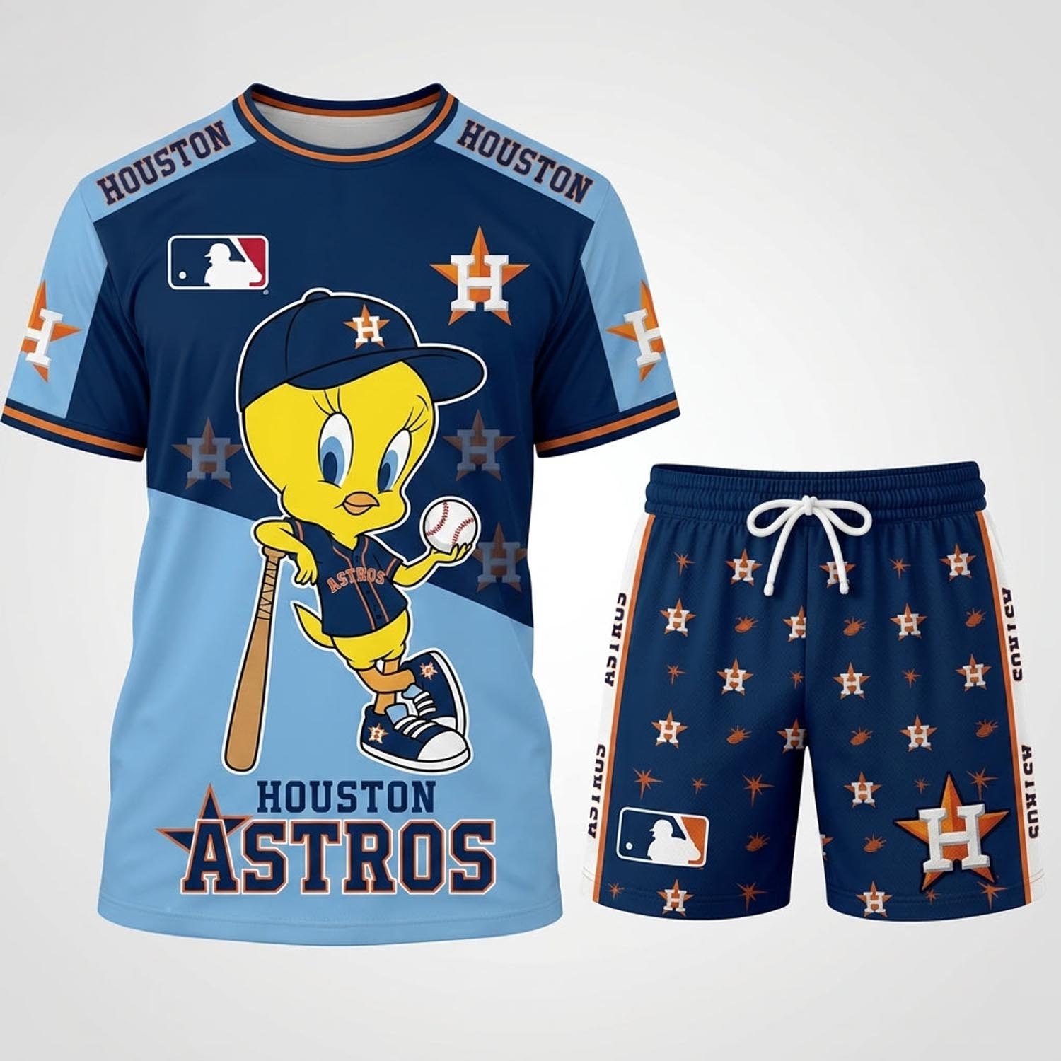 Tweety Houston Astros Baseball Jersey Set MLB Collection Cartoon Character Fan Apparel