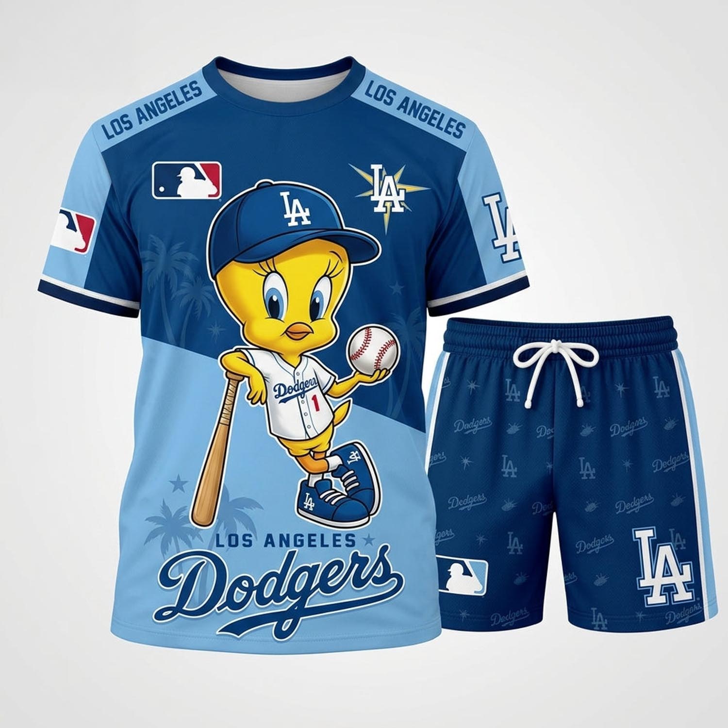 Tweety Los Angeles Dodgers Baseball Jersey Set MLB Collection Cartoon Sports Fan Apparel 1 - Unicasport Tweety Los Angeles Dodgers Baseball Jersey Set MLB Collection Cartoon Sports Fan Apparel
