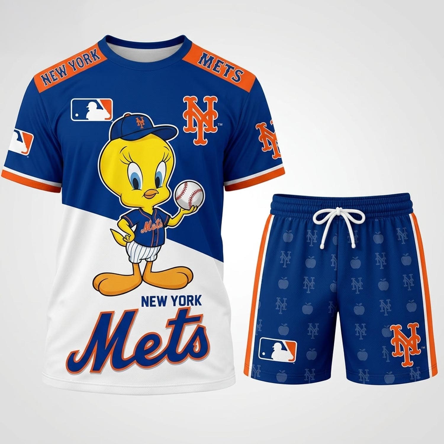 Tweety New York Mets MLB Baseball Jersey Set Vintage Cartoon Sports Fan Apparel 2 - Unicasport Tweety New York Mets MLB Baseball Jersey Set Vintage Cartoon Sports Fan Apparel