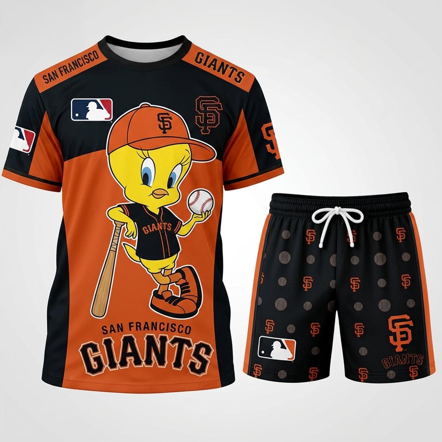 Tweety San Francisco Giants MLB Baseball Jersey Set Cartoon Sports Fan Apparel 2 - Unicasport Tweety San Francisco Giants MLB Baseball Jersey Set Cartoon Sports Fan Apparel